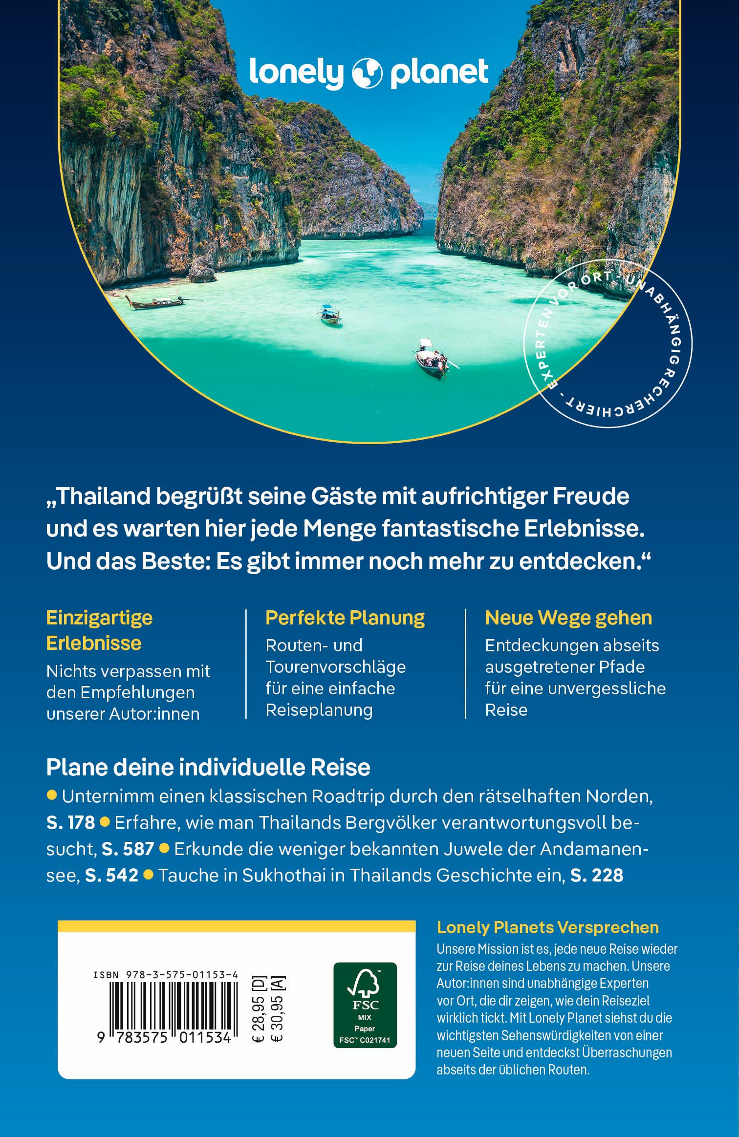 Rückseitencover LONELY PLANET Reiseführer Thailand