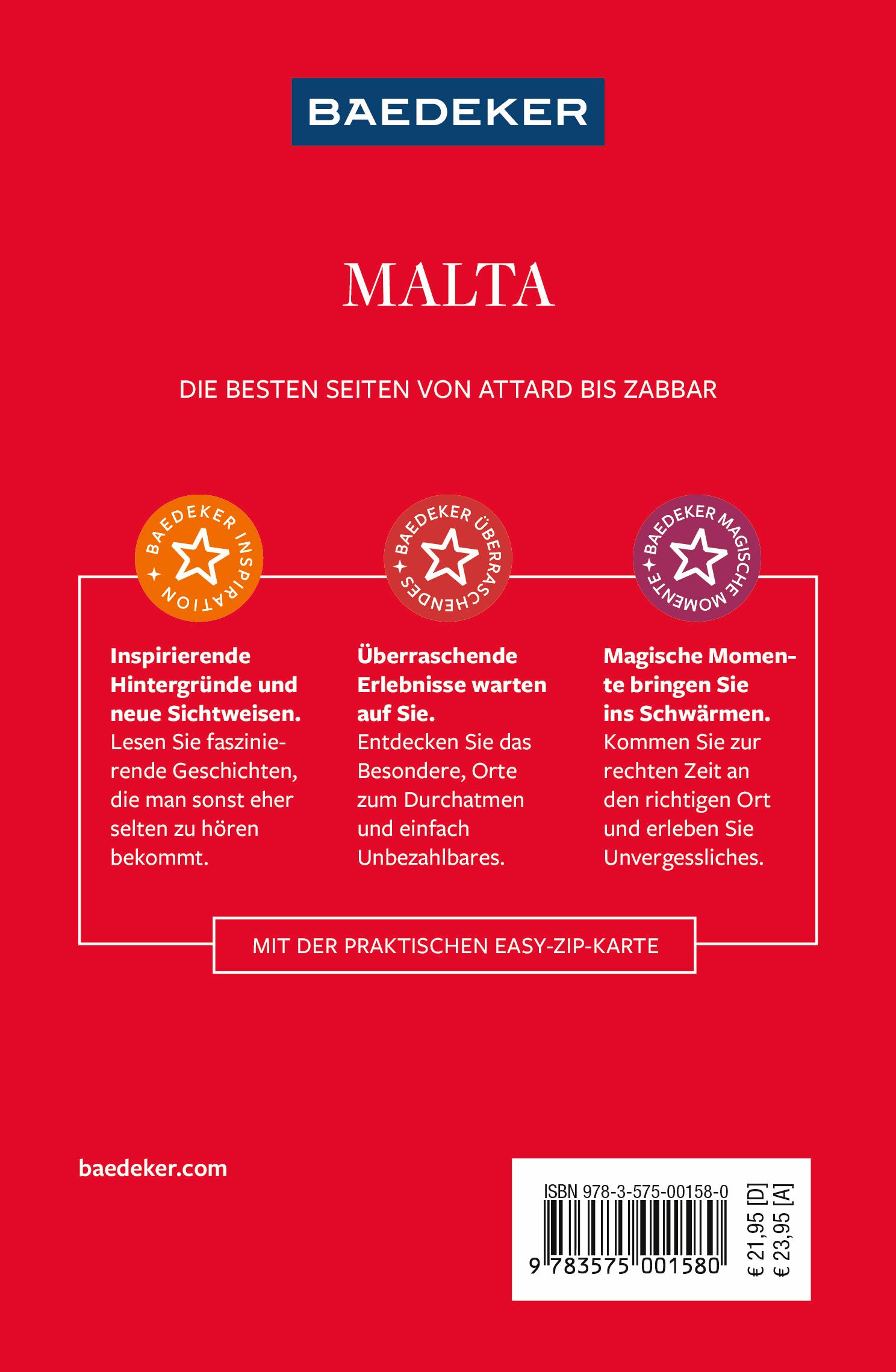 Rückseitencover Baedeker Reiseführer Malta, Gozo, Comino