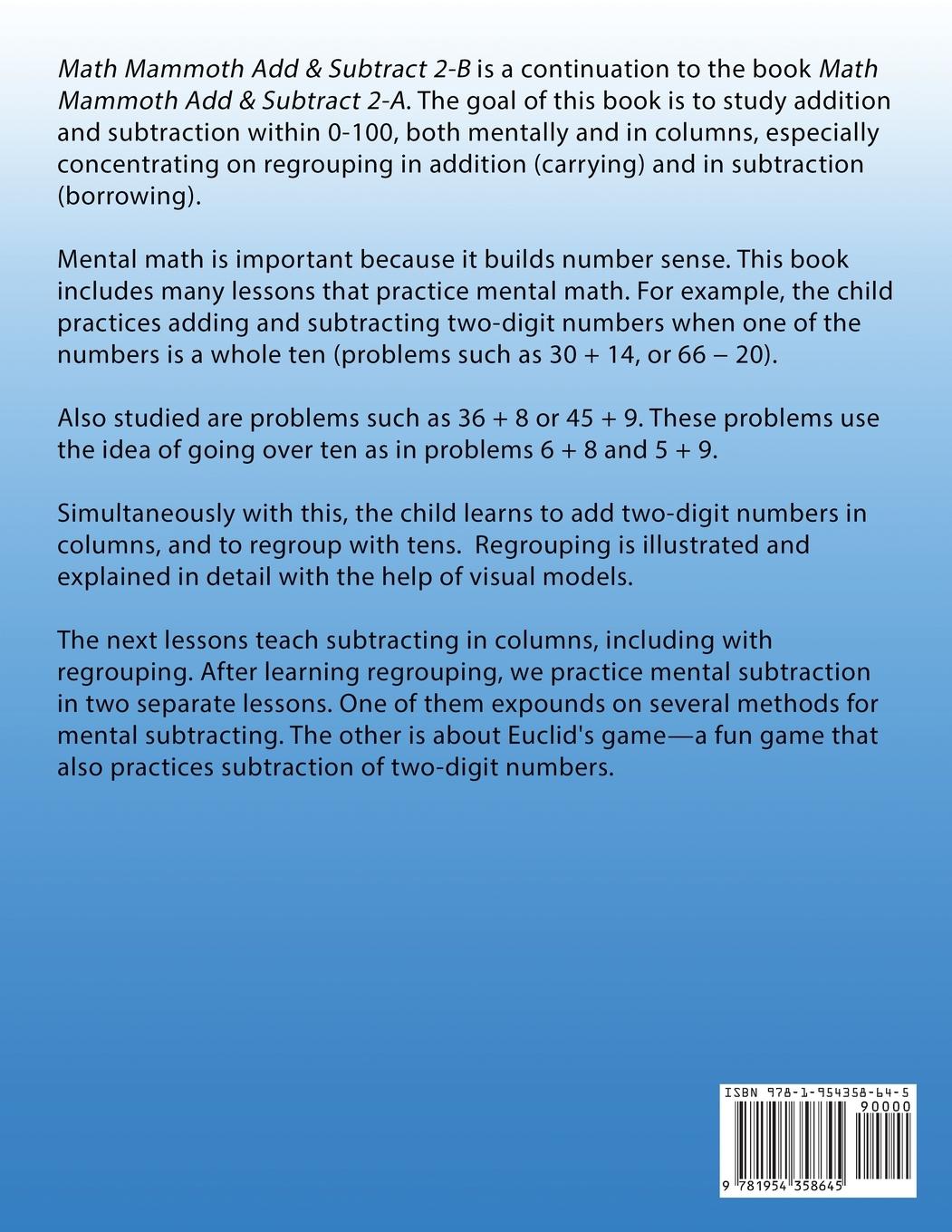 Rückseitencover Math Mammoth Add & Subtract 2-B