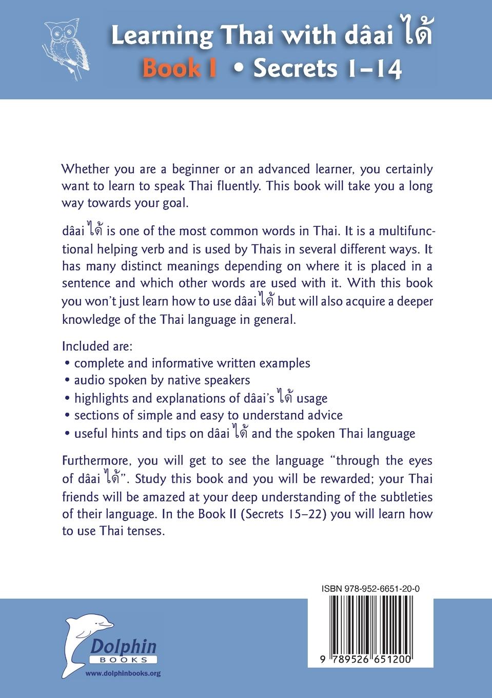 Rückseitencover Learning Thai with dâai ได้ Book I - Secrets 1-14