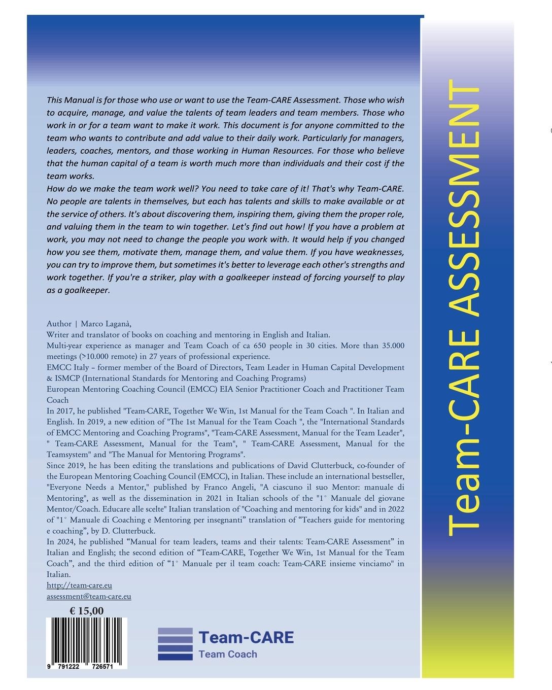 Rückseitencover Manual for Team Leaders, Teams and their talents. Team-CARE Assessment