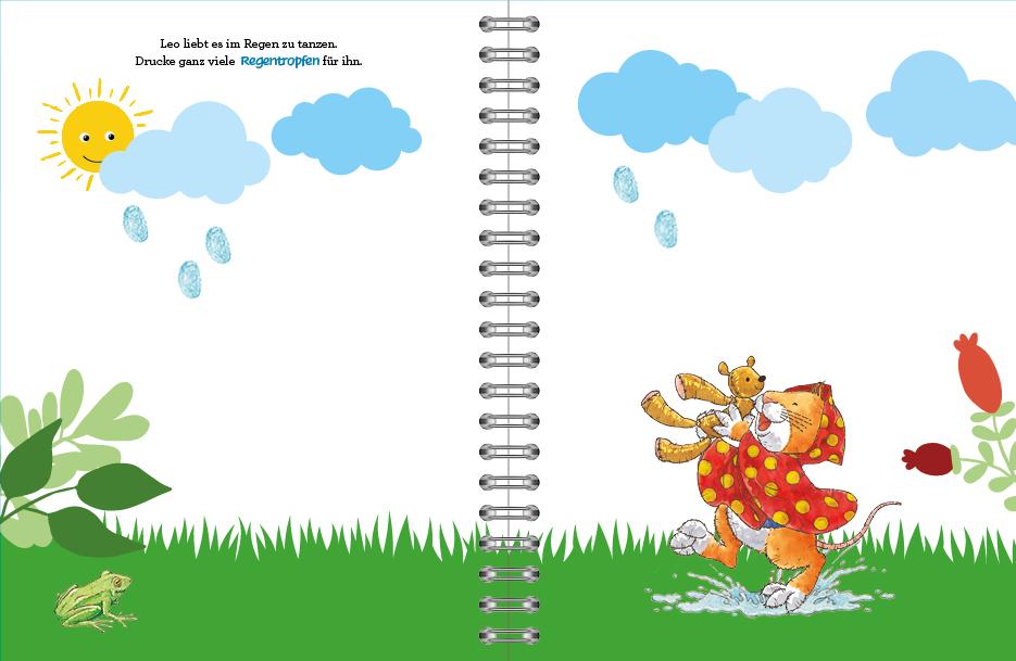 Beispielinhalt (Bild) Leo Lausemaus - Mein erstes Fingerstempelbuch Mit 7 Fingerstempelfarben