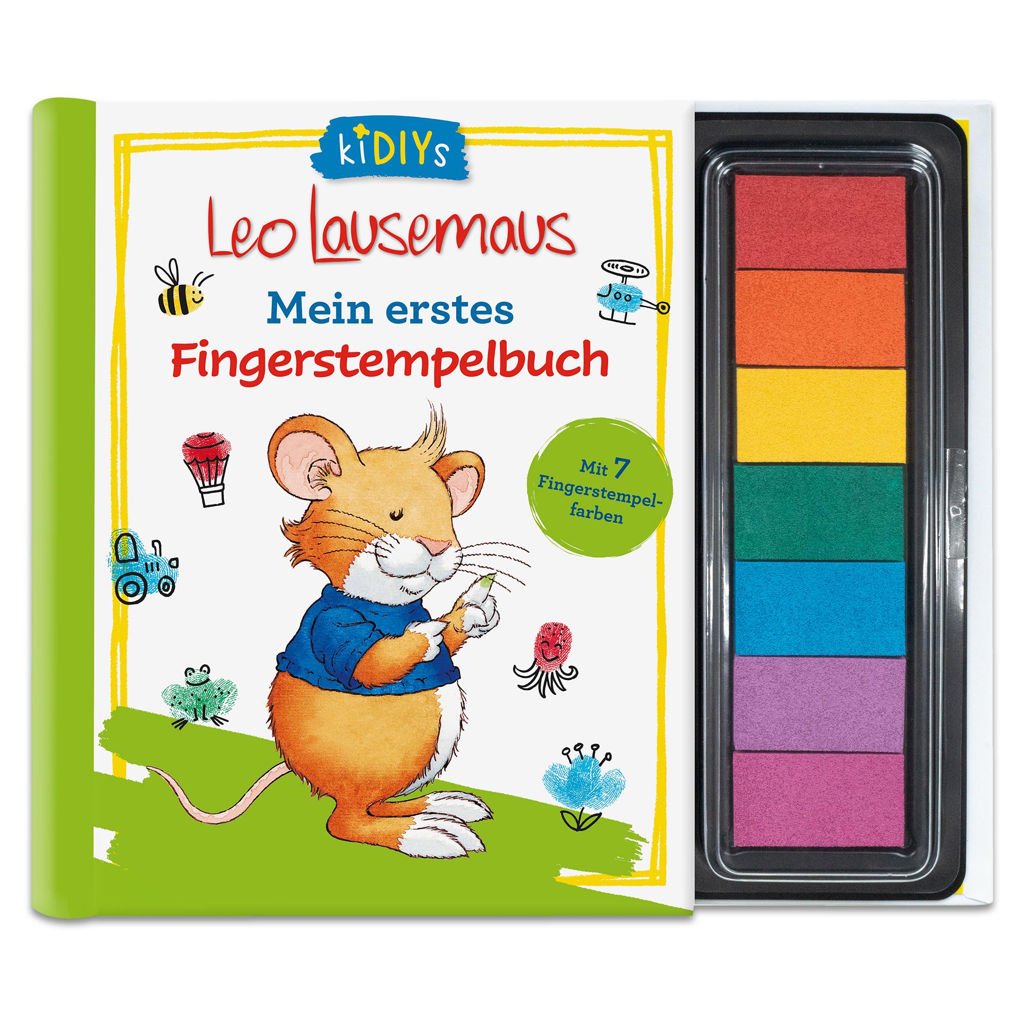 Vorderes Coverbild Leo Lausemaus - Mein erstes Fingerstempelbuch Mit 7 Fingerstempelfarben