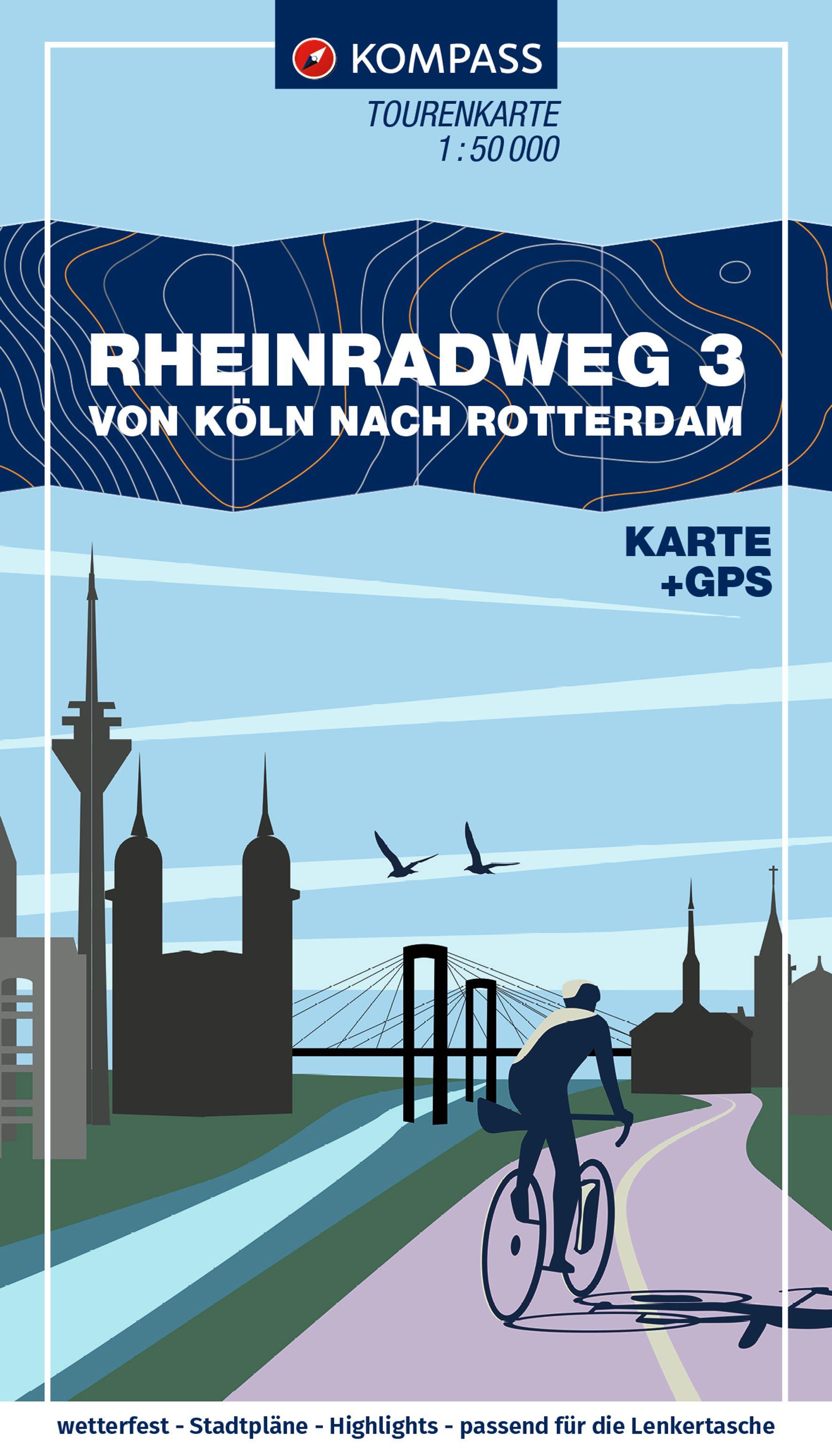 Vorderes Coverbild KOMPASS Fahrrad-Tourenkarte Rheinradweg 3, von Köln nach Rotterdam 1:50.000