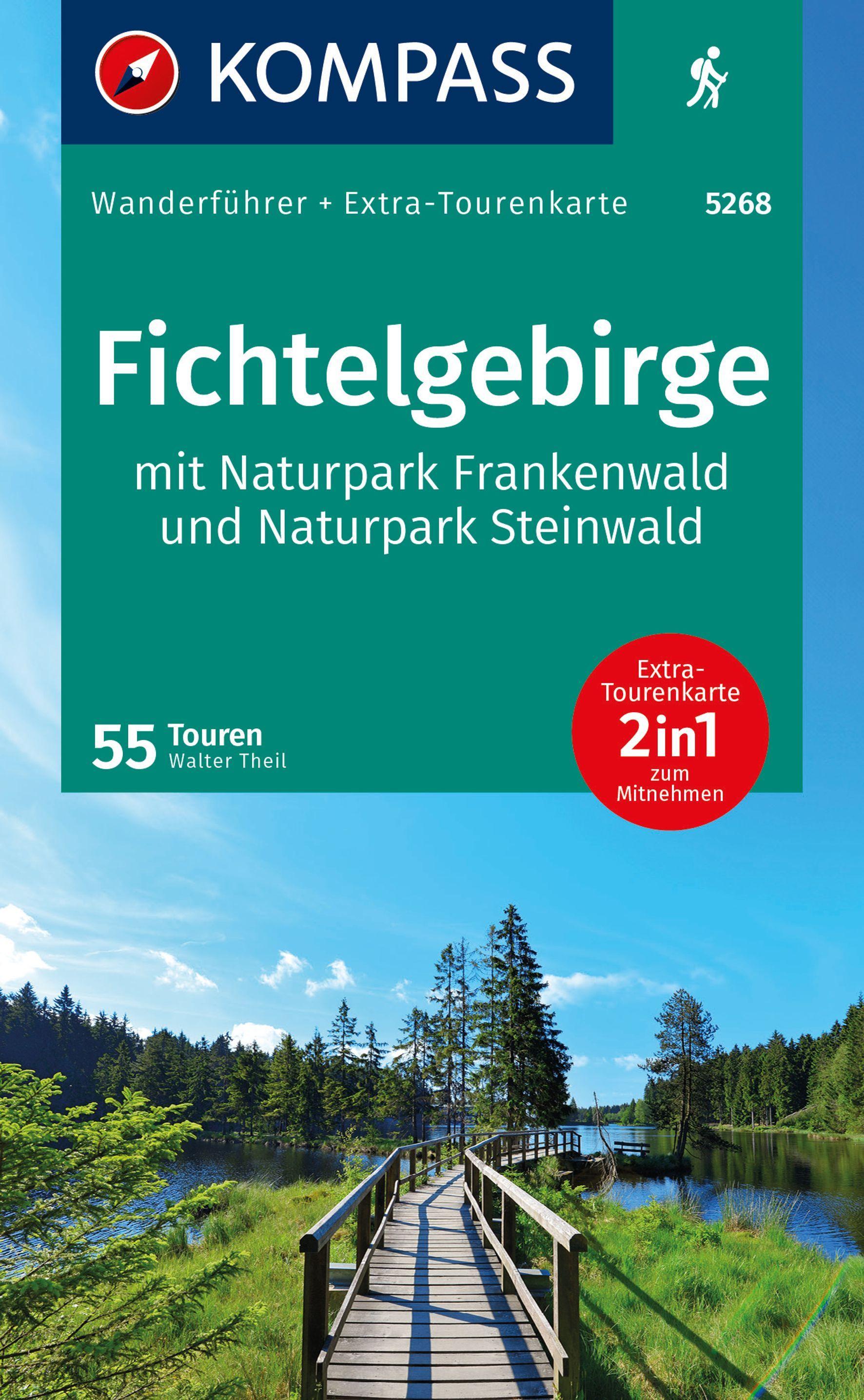 Vorderes Coverbild KOMPASS Wanderführer Fichtelgebirge mit Naturpark Frankenwald und Naturpark Steinwald, 55Touren mit Extra-Tourenkarte
