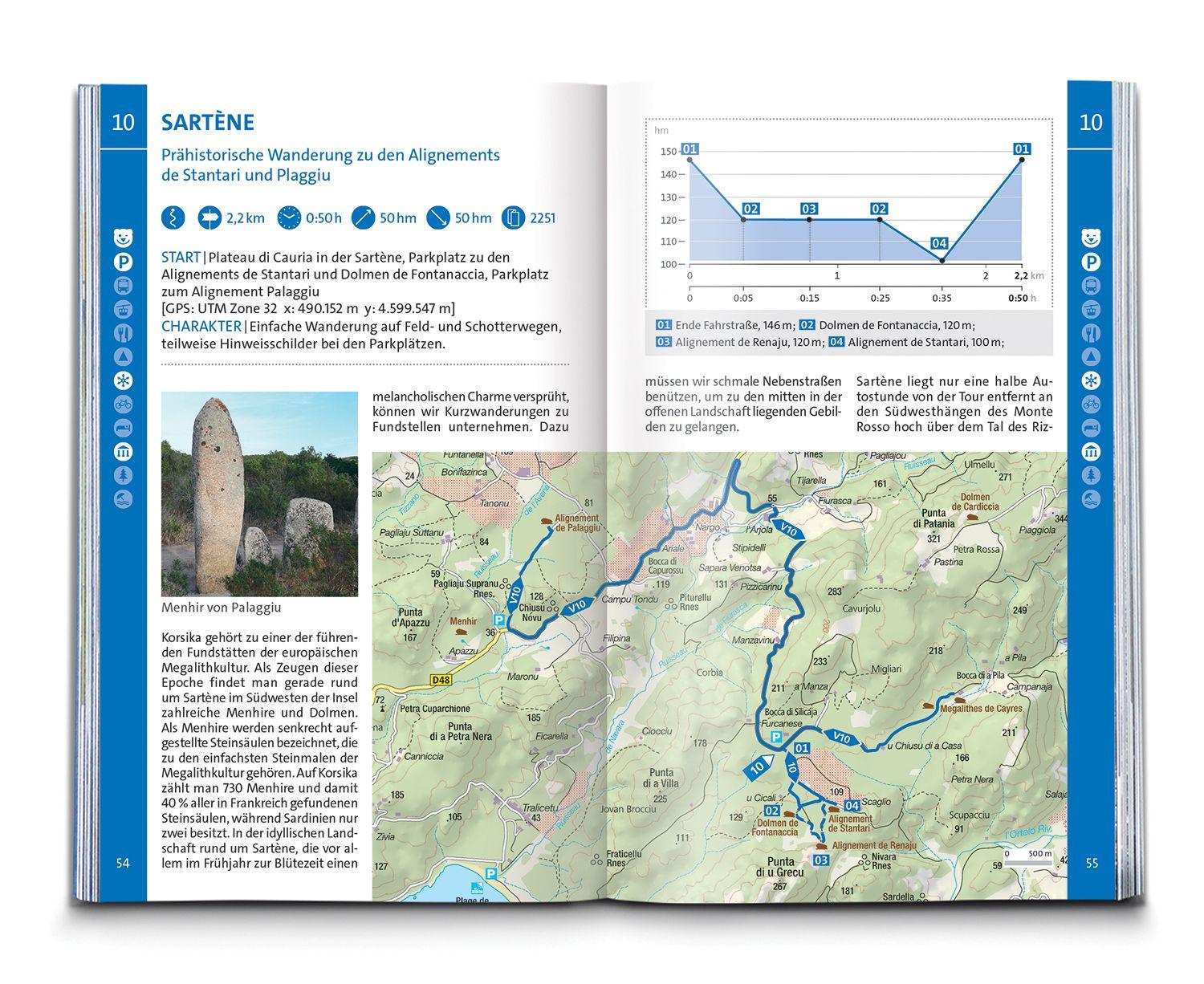 Beispielinhalt (Bild) KOMPASS Wanderführer Korsika, 80 Touren mit Extra-Tourenkarte