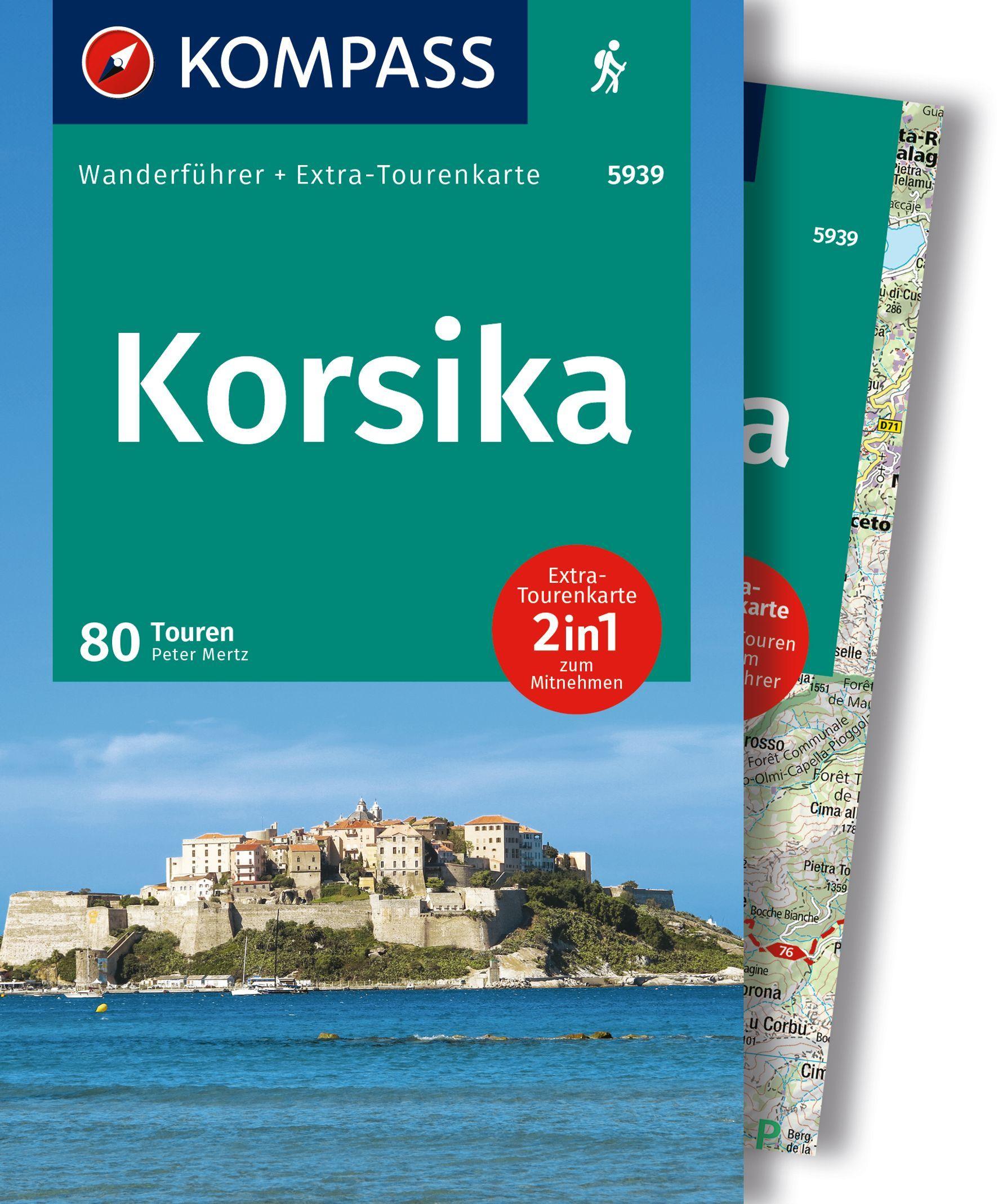 Vorderes Coverbild KOMPASS Wanderführer Korsika, 80 Touren mit Extra-Tourenkarte