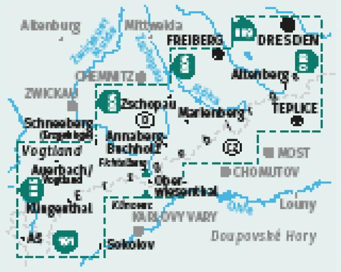 Beispielinhalt (Bild) KOMPASS Wanderkarten-Set 866 Erzgebirge (2 Karten) 1:50.000