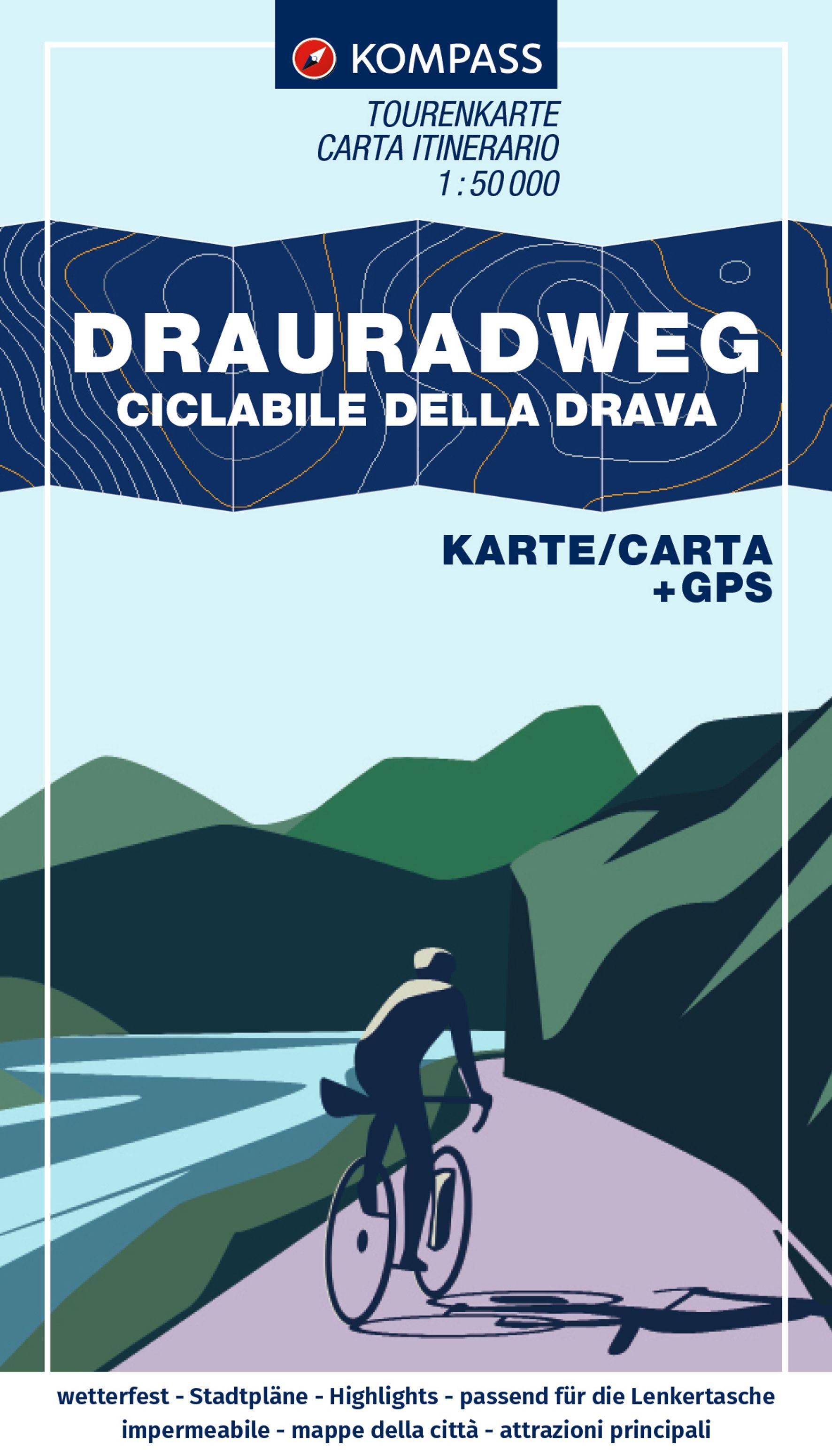 Vorderes Coverbild KOMPASS Fahrrad-Tourenkarte Drauradweg - Ciclabile della Drava 1:50.000