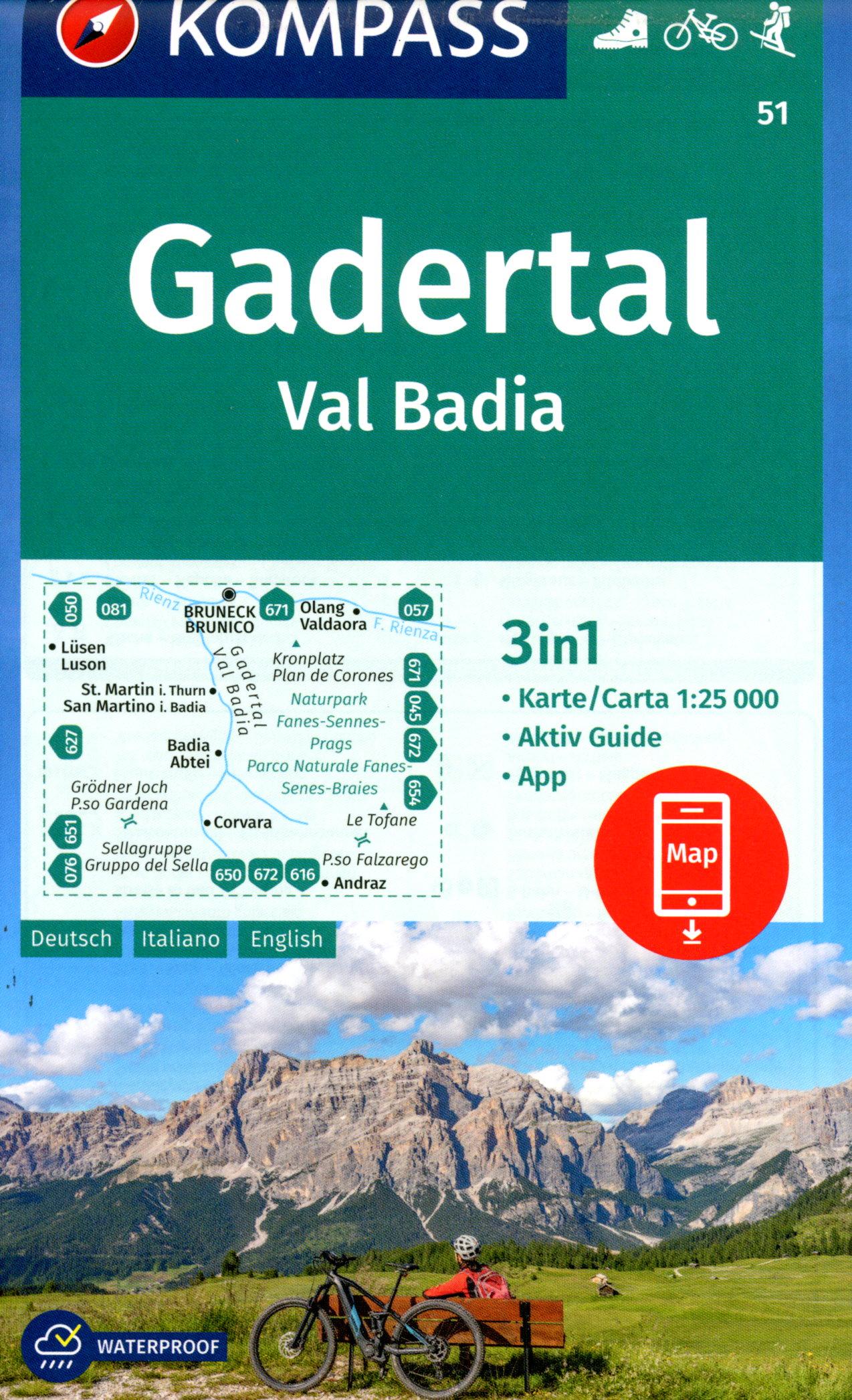 Vorderes Coverbild KOMPASS Wanderkarte 51 Gadertal / Val Badia 1:25.000