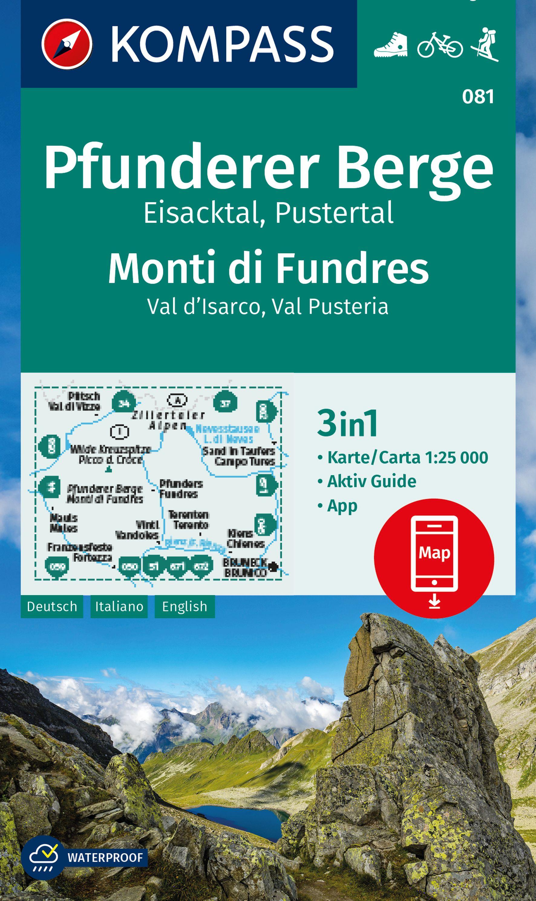 Vorderes Coverbild KOMPASS Wanderkarte 081 Pfunderer Berge/Monti di Fundres 1:25.000