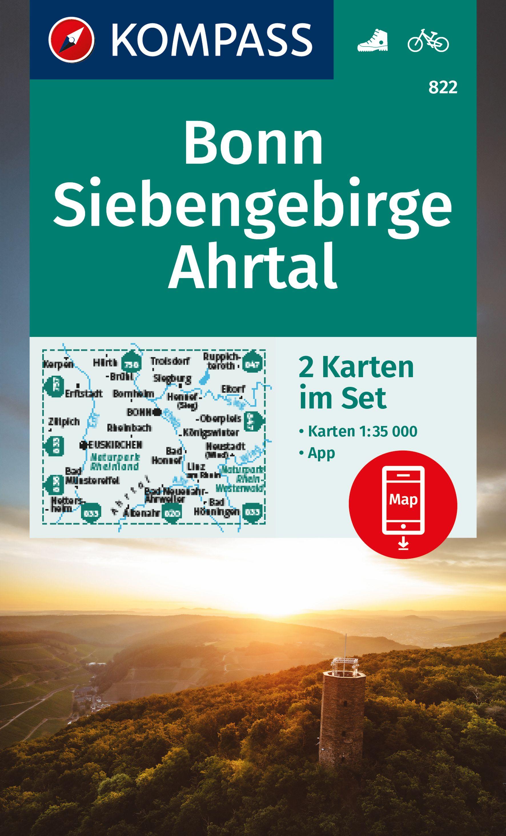 Vorderes Coverbild KOMPASS Wanderkarten-Set 822 Bonn, Siebengebirge, Ahrtal (2 Karten) 1:35.000