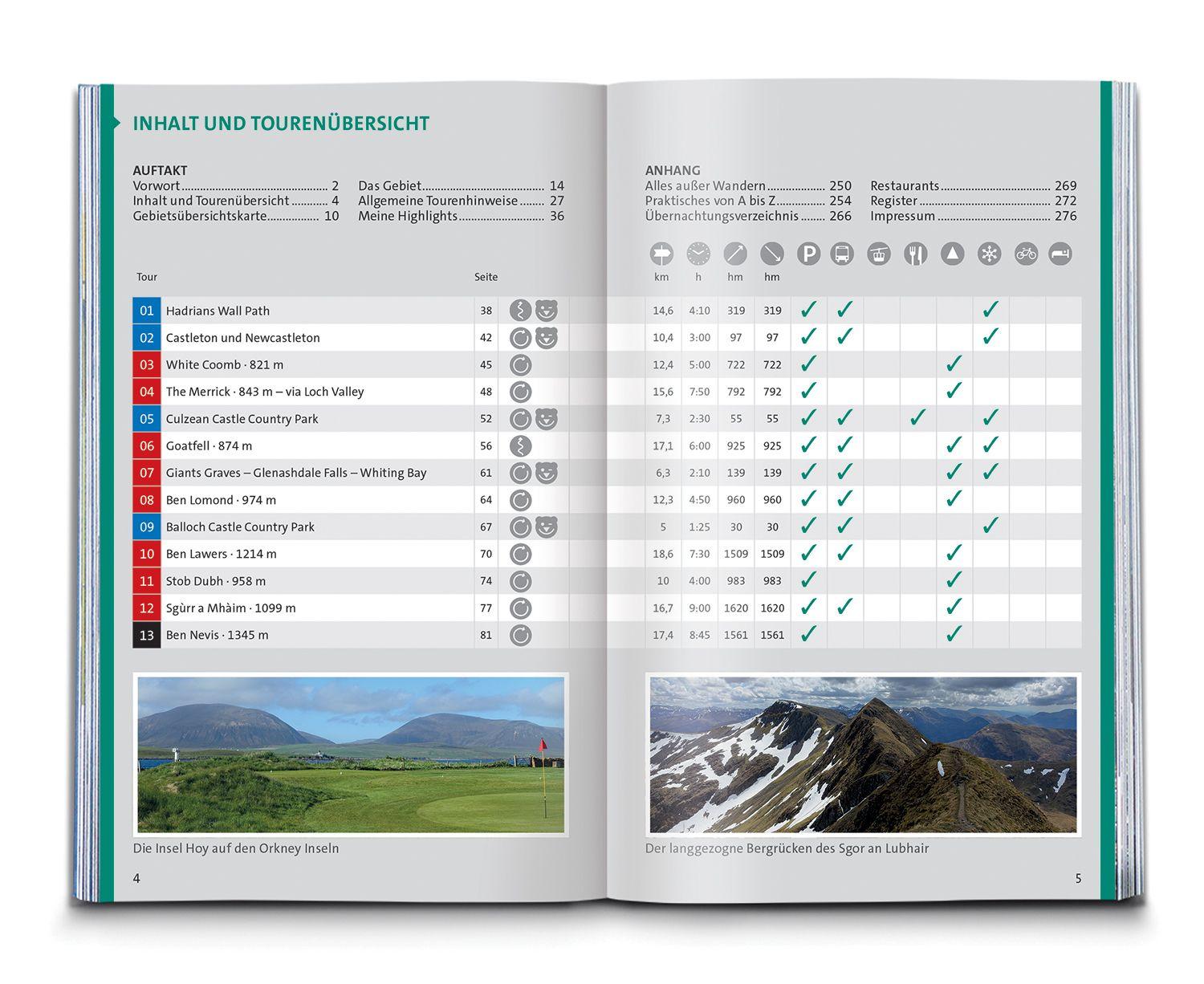 Beispielinhalt (Bild) KOMPASS Wanderführer Schottland, Wanderungen an den Küsten und in den Highlands 60 Touren mit Extra-Tourenkarte