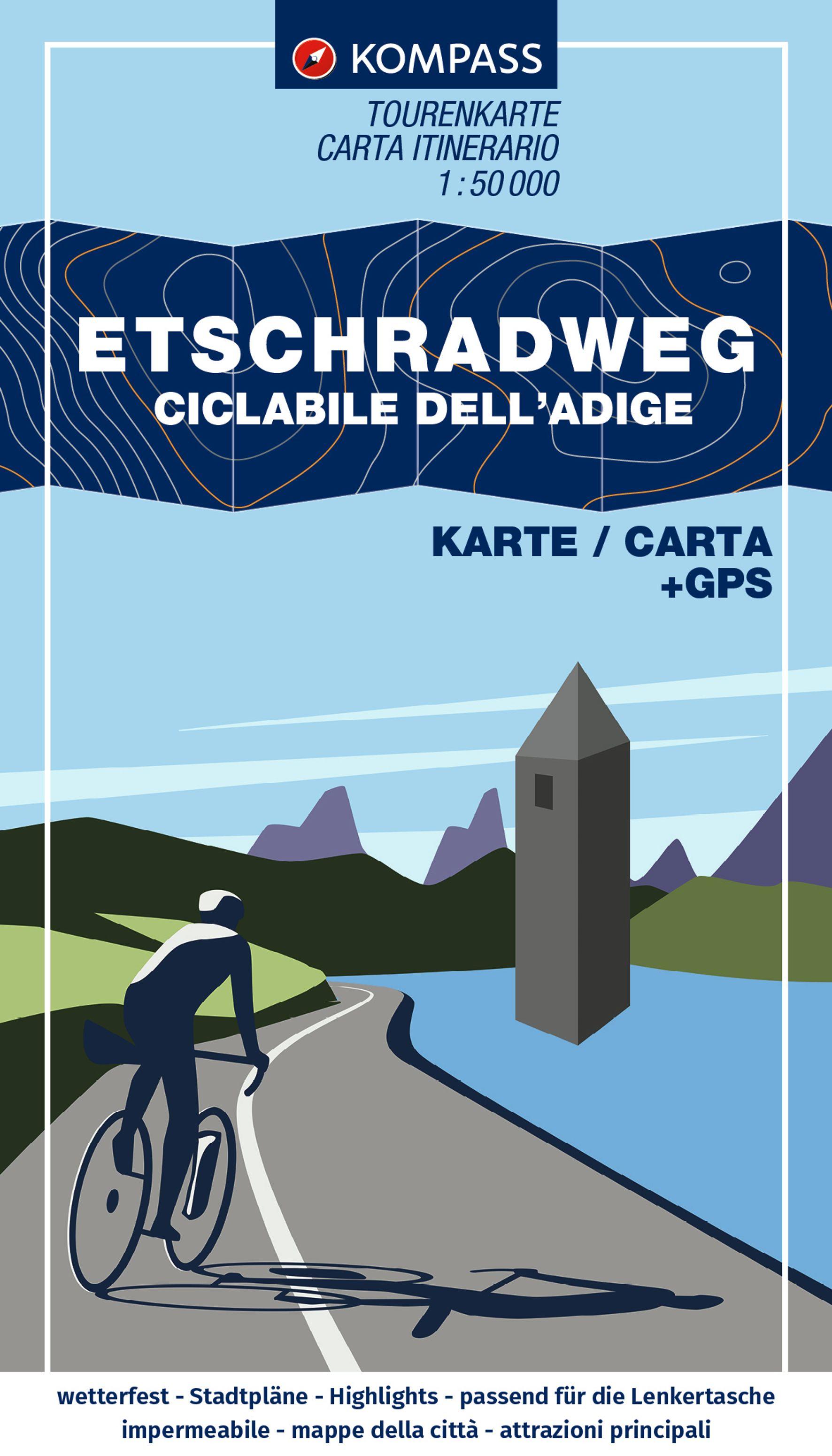 Vorderes Coverbild KOMPASS Fahrrad-Tourenkarte Etschradweg - Ciclabile dell'Adige 1:50.000