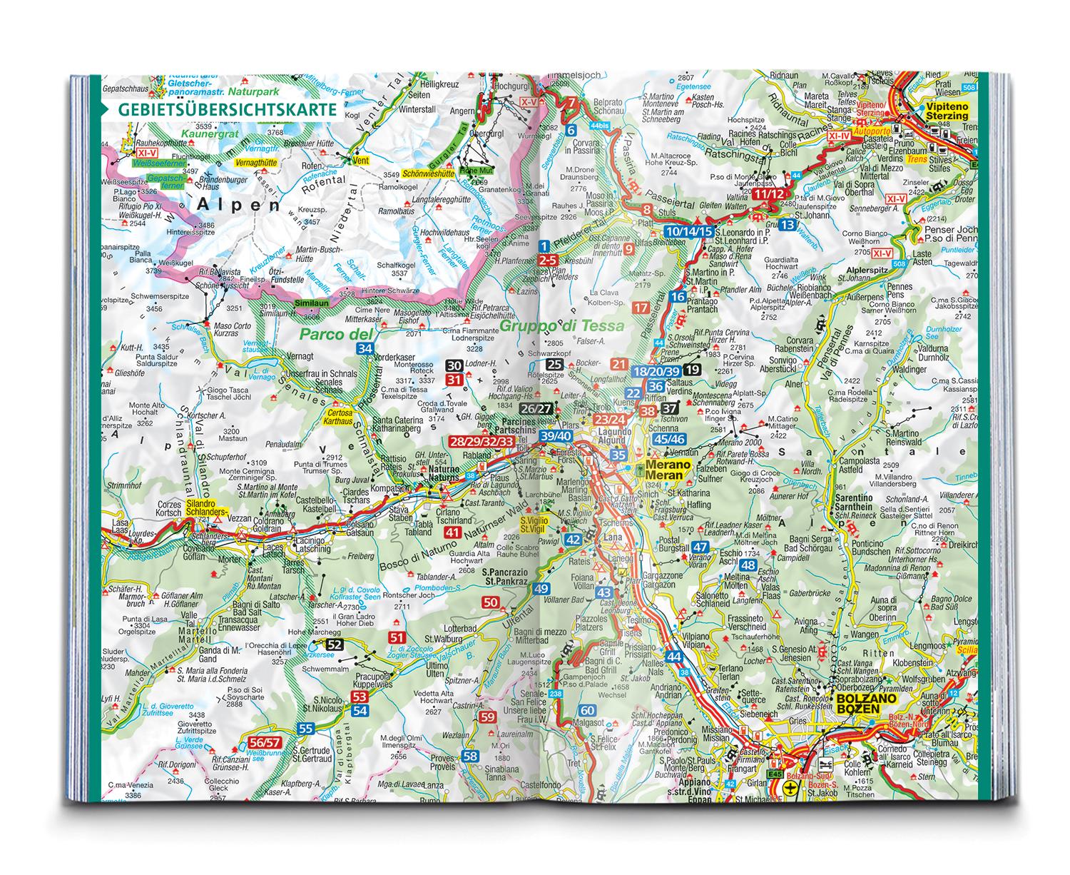 Beispielinhalt (Bild) KOMPASS Wanderführer Meran und Umgebung, Passeiertal, Texelgruppe, Ultental, 60 Touren mit Extra-Tourenkarte