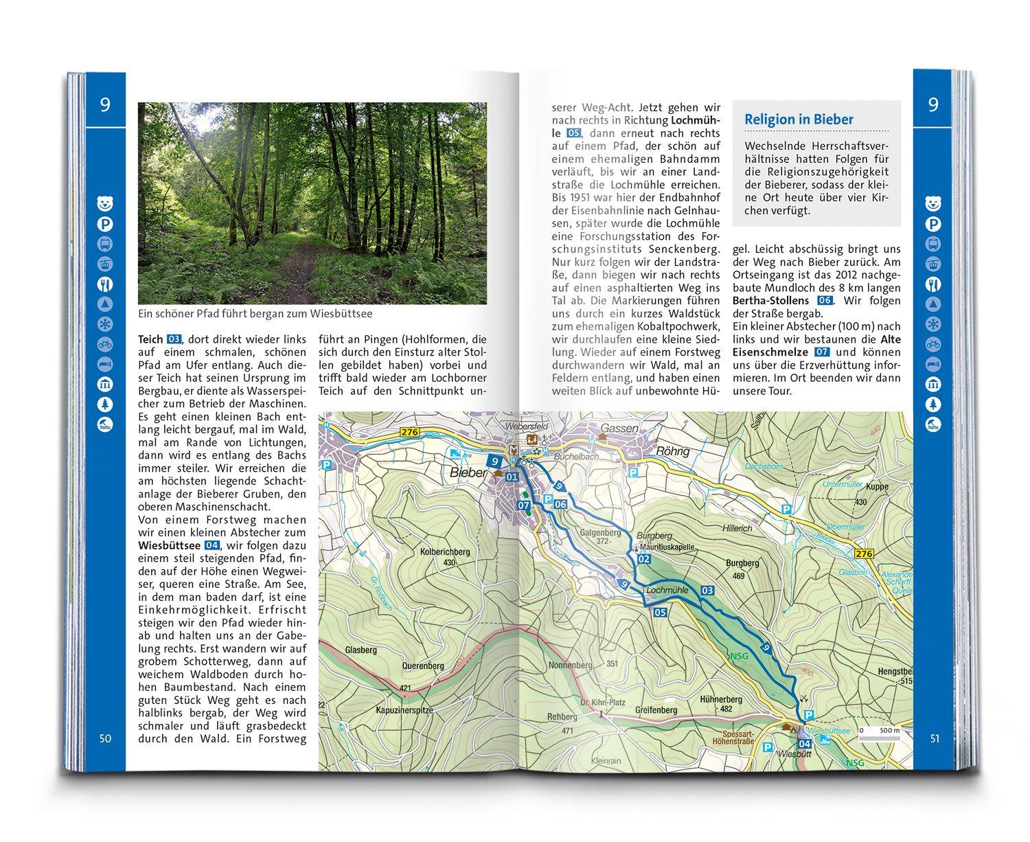 Beispielinhalt (Bild) KOMPASS Wanderführer Spessart, 65 Touren mit Extra-Tourenkarte