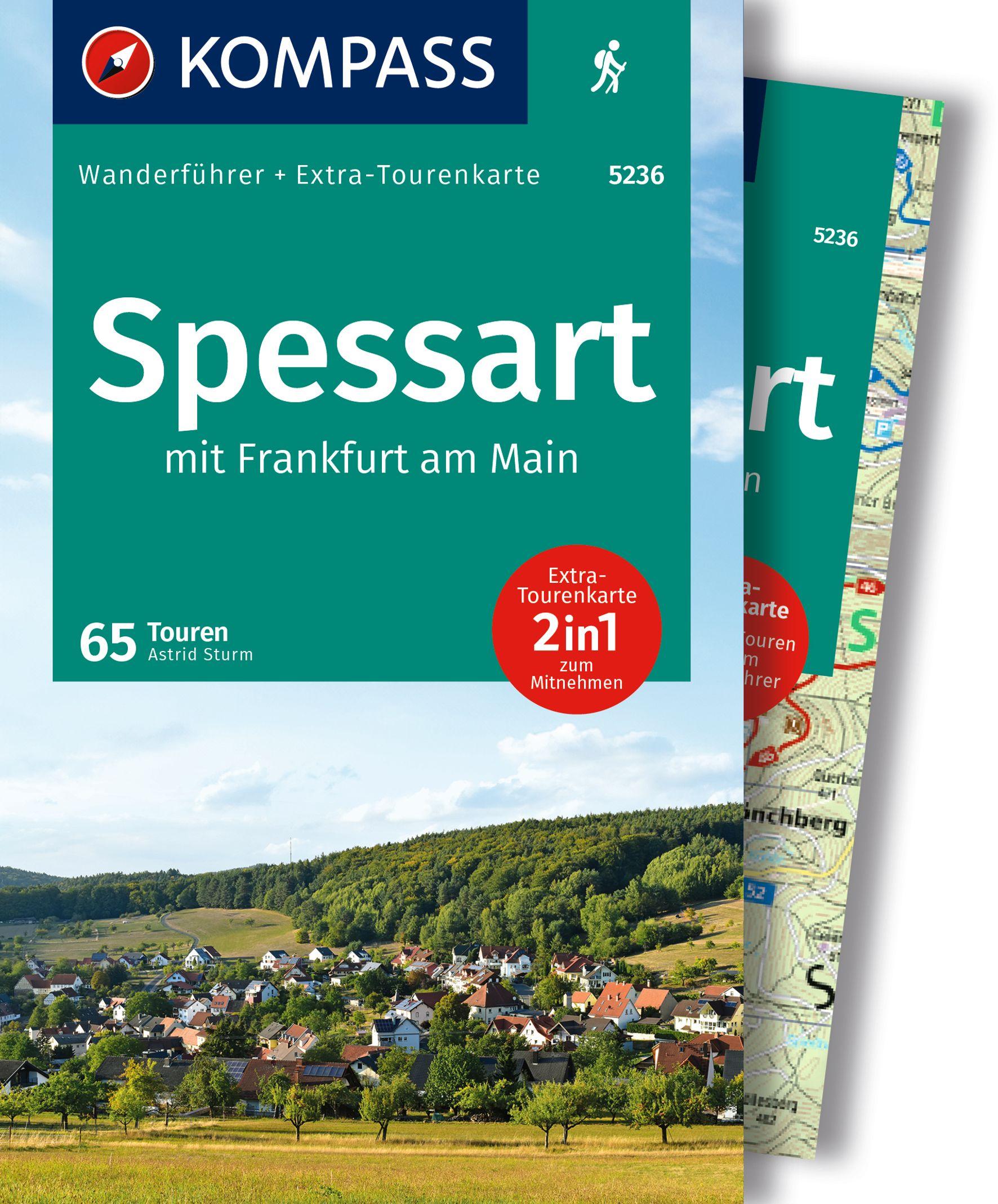 Vorderes Coverbild KOMPASS Wanderführer Spessart, 65 Touren mit Extra-Tourenkarte