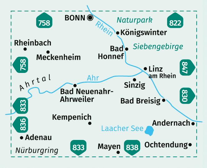 Beispielinhalt (Bild) KOMPASS Wanderkarte 820 Bonn, Ahrtal 1:50.000