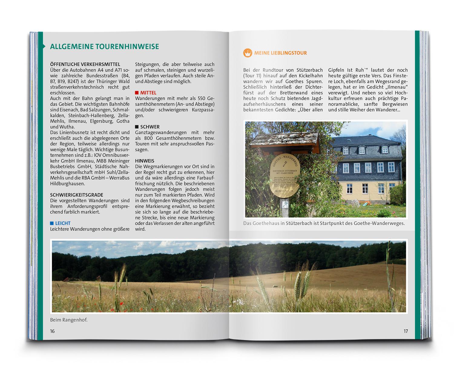 Beispielinhalt (Bild) KOMPASS Wanderführer Thüringer Wald mit Rennsteigtouren, 55 Touren mit Extra-Tourenkarte