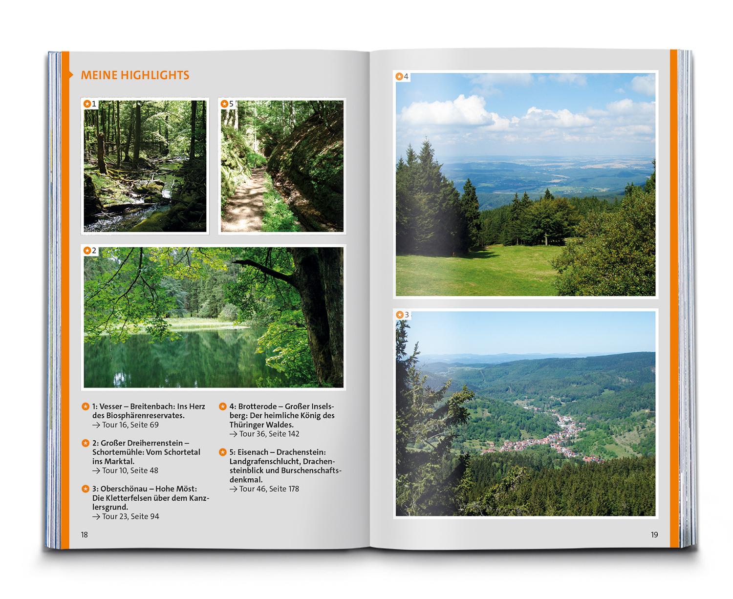 Beispielinhalt (Bild) KOMPASS Wanderführer Thüringer Wald mit Rennsteigtouren, 55 Touren mit Extra-Tourenkarte