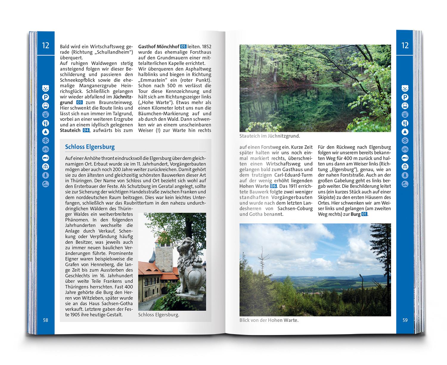 Beispielinhalt (Bild) KOMPASS Wanderführer Thüringer Wald mit Rennsteigtouren, 55 Touren mit Extra-Tourenkarte