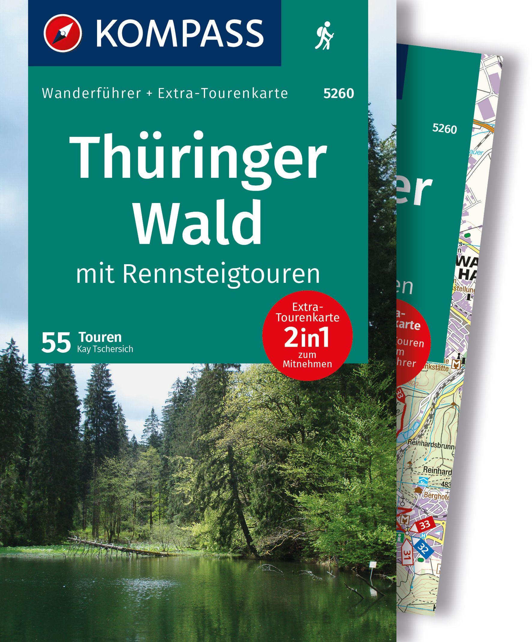 Vorderes Coverbild KOMPASS Wanderführer Thüringer Wald mit Rennsteigtouren, 55 Touren mit Extra-Tourenkarte