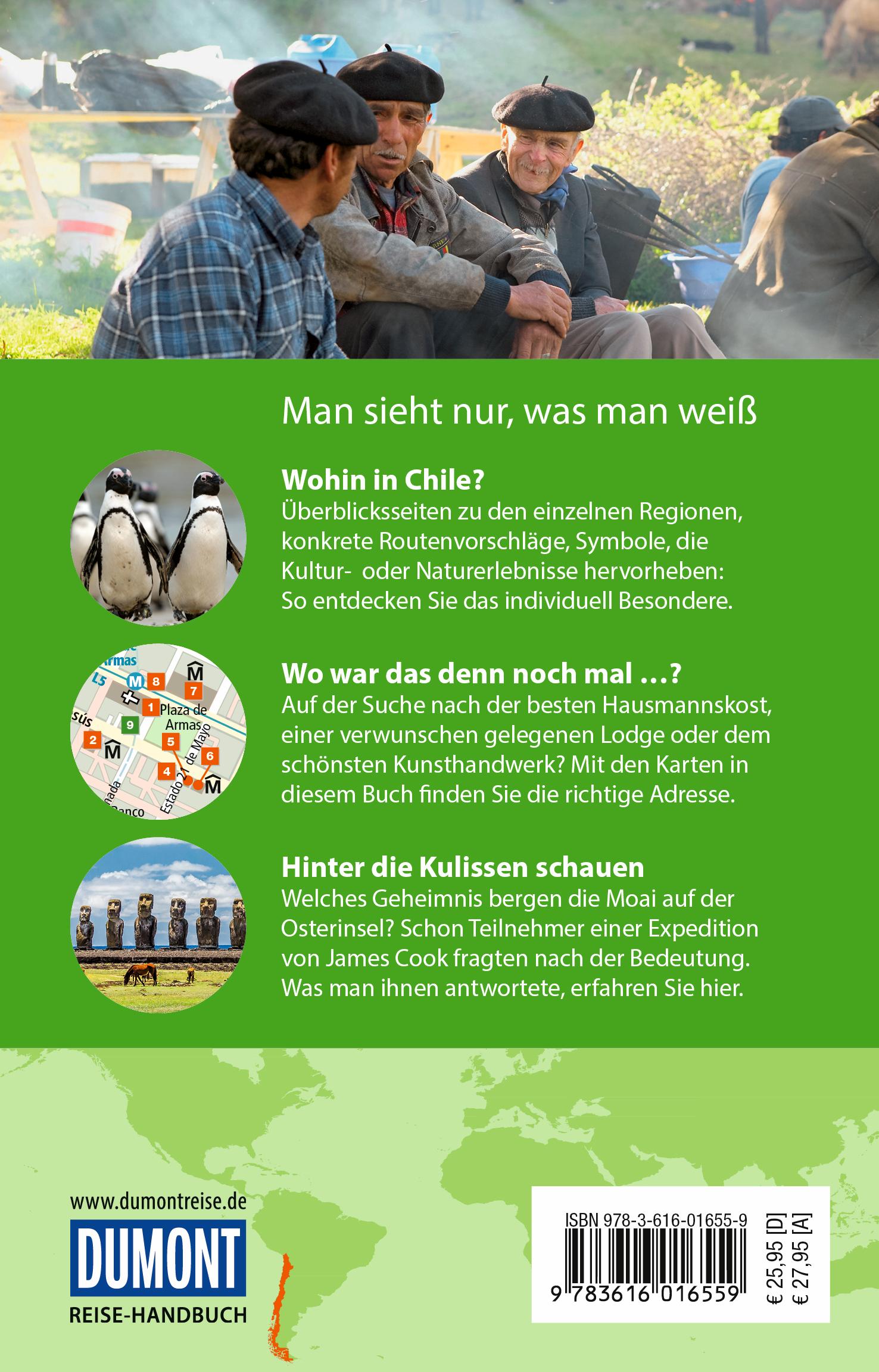 Rückseitencover DUMONT Reise-Handbuch Reiseführer Chile mit Osterinsel