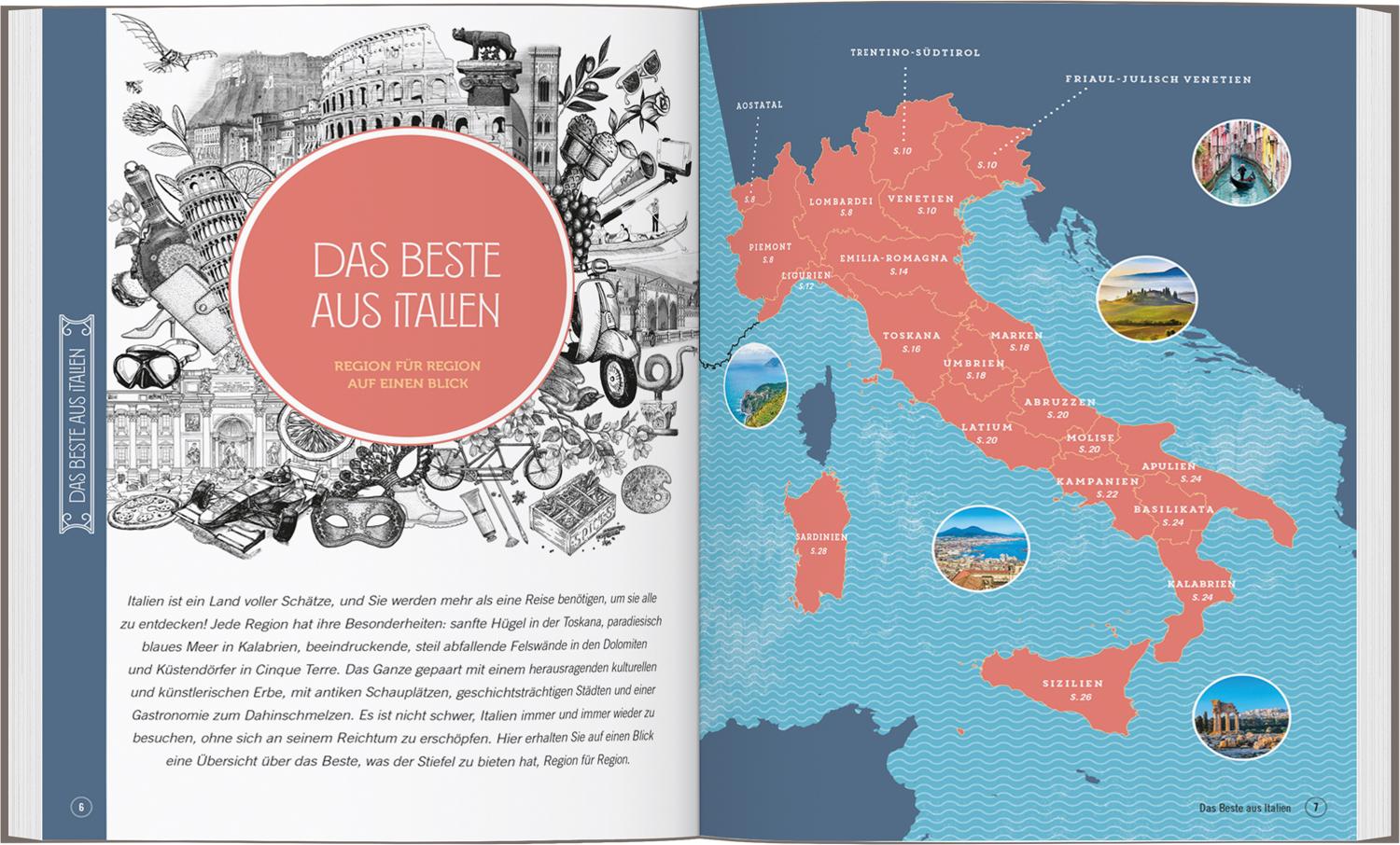 Beispielinhalt (Bild) DUMONT Bildband Atlas der Reiselust Italien