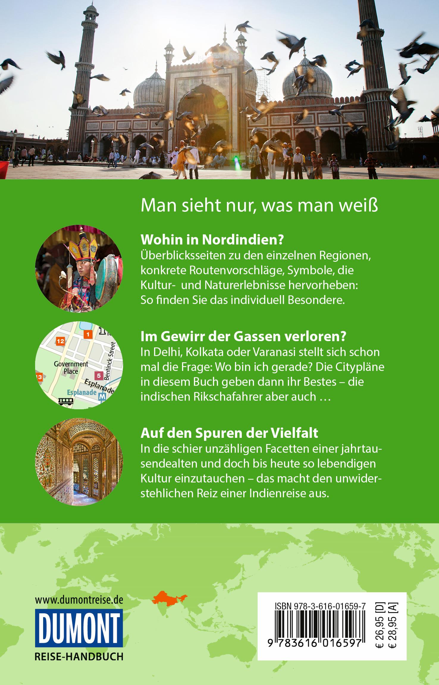 Rückseitencover DUMONT Reise-Handbuch Reiseführer Indien, Der Norden