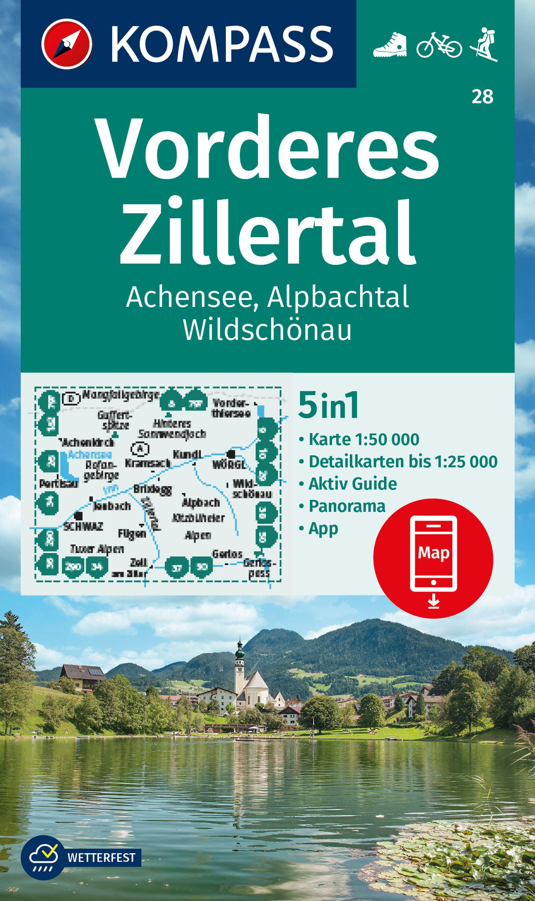 Vorderes Coverbild KOMPASS Wanderkarte 28 Vorderes Zillertal 1:50.000