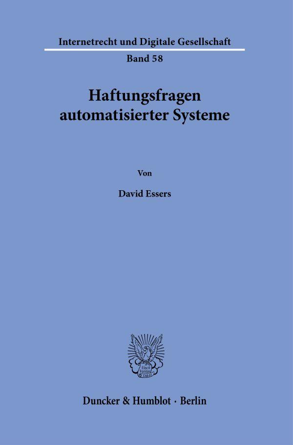 Vorderes Coverbild Haftungsfragen automatisierter Systeme.