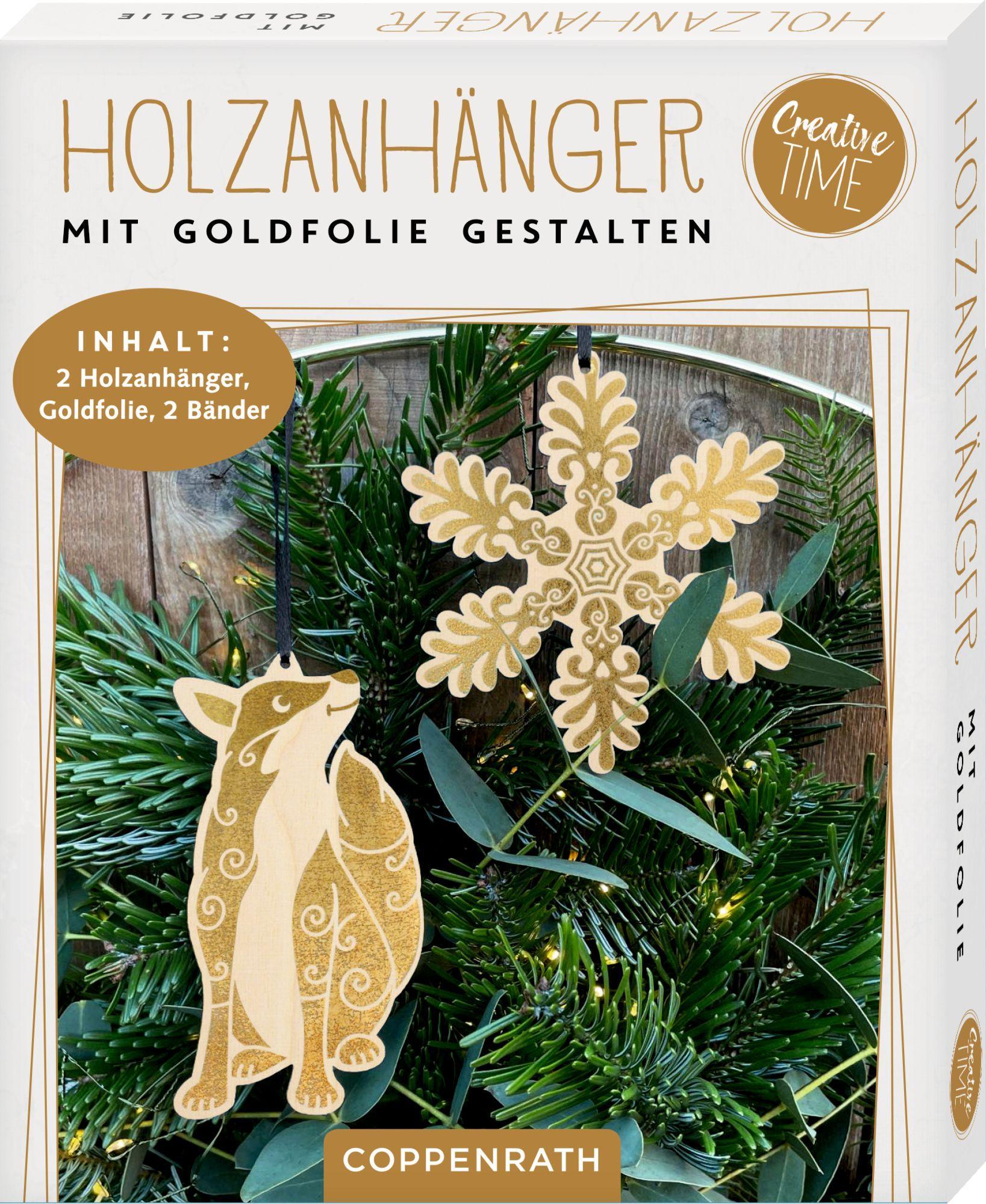 Beispielinhalt (Bild) Holz-Anhänger mit Goldfolie , Magic Winter