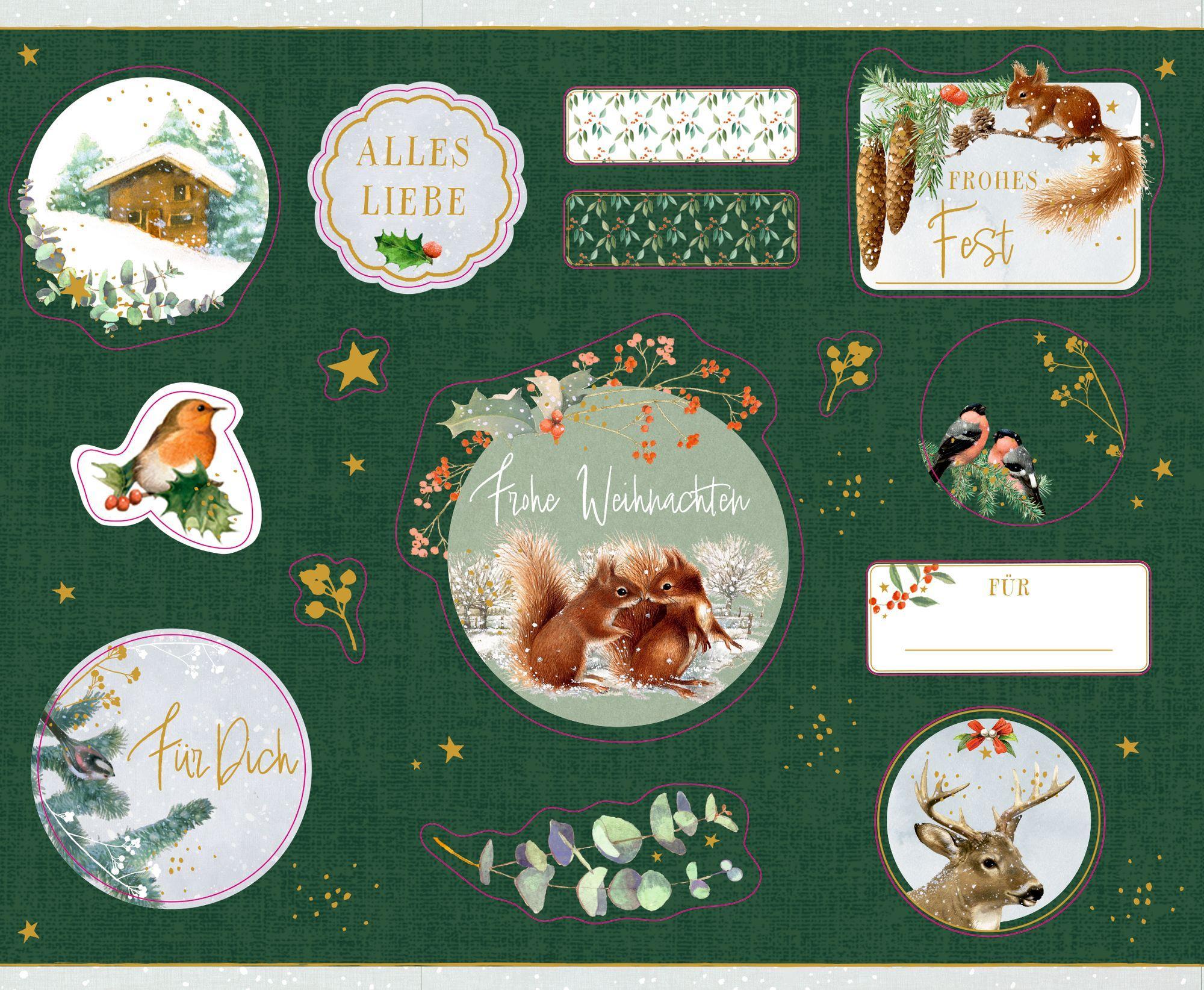 Beispielinhalt (Bild) Stickerbuch - Zauberhafte Weihnachtssticker