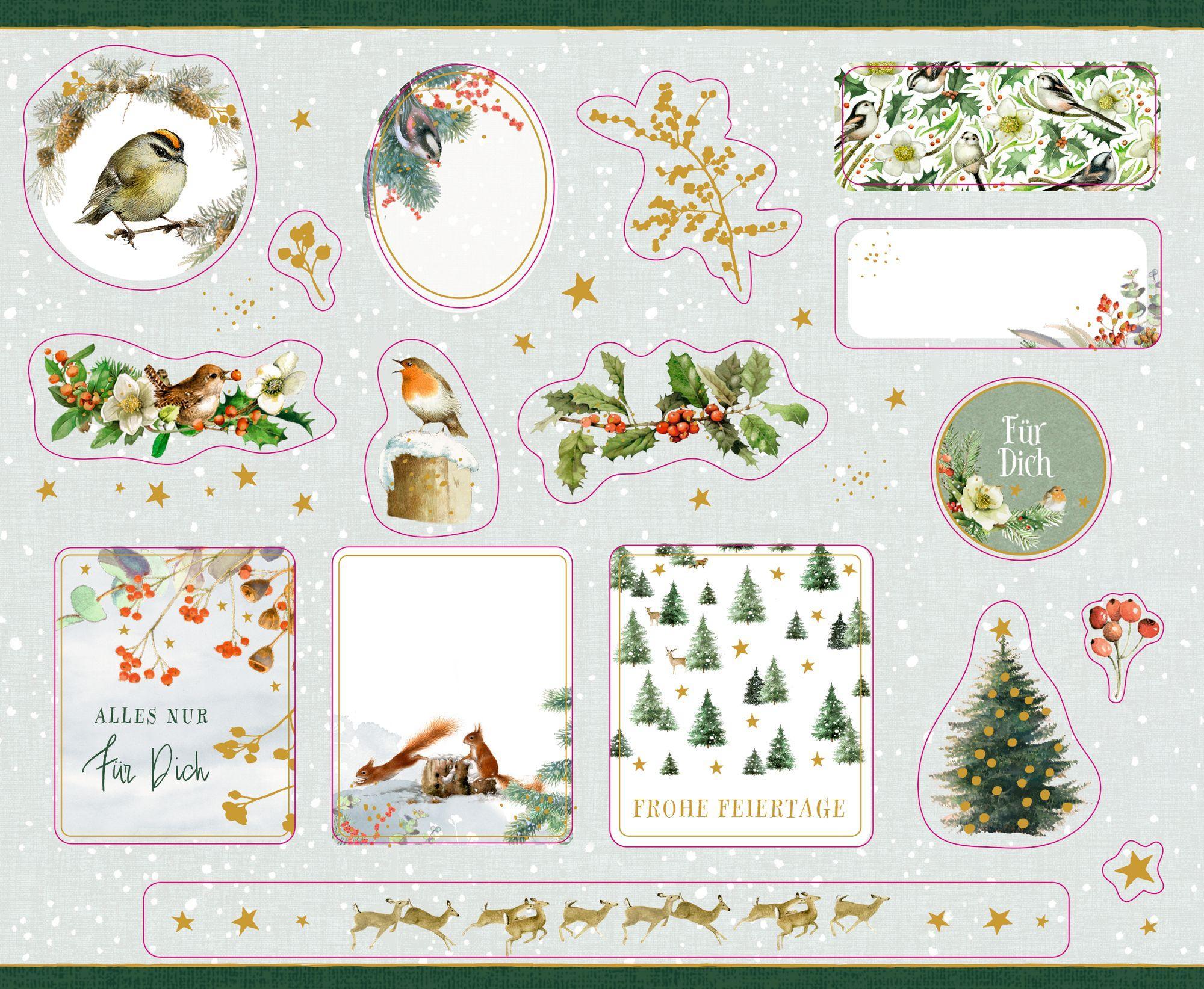 Beispielinhalt (Bild) Stickerbuch - Zauberhafte Weihnachtssticker