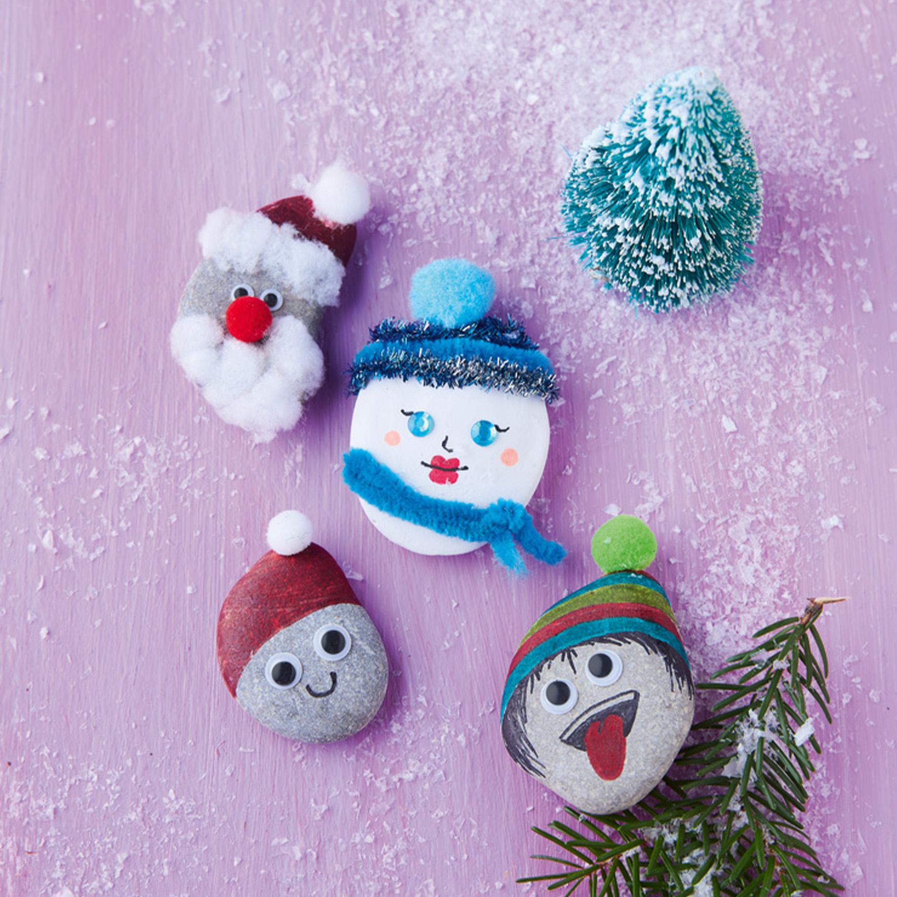 Beispielinhalt (Bild) Kreativ-Set: Steine bemalen Kids mit Wackelaugen, Pompons, Anleitungsbuch & Material