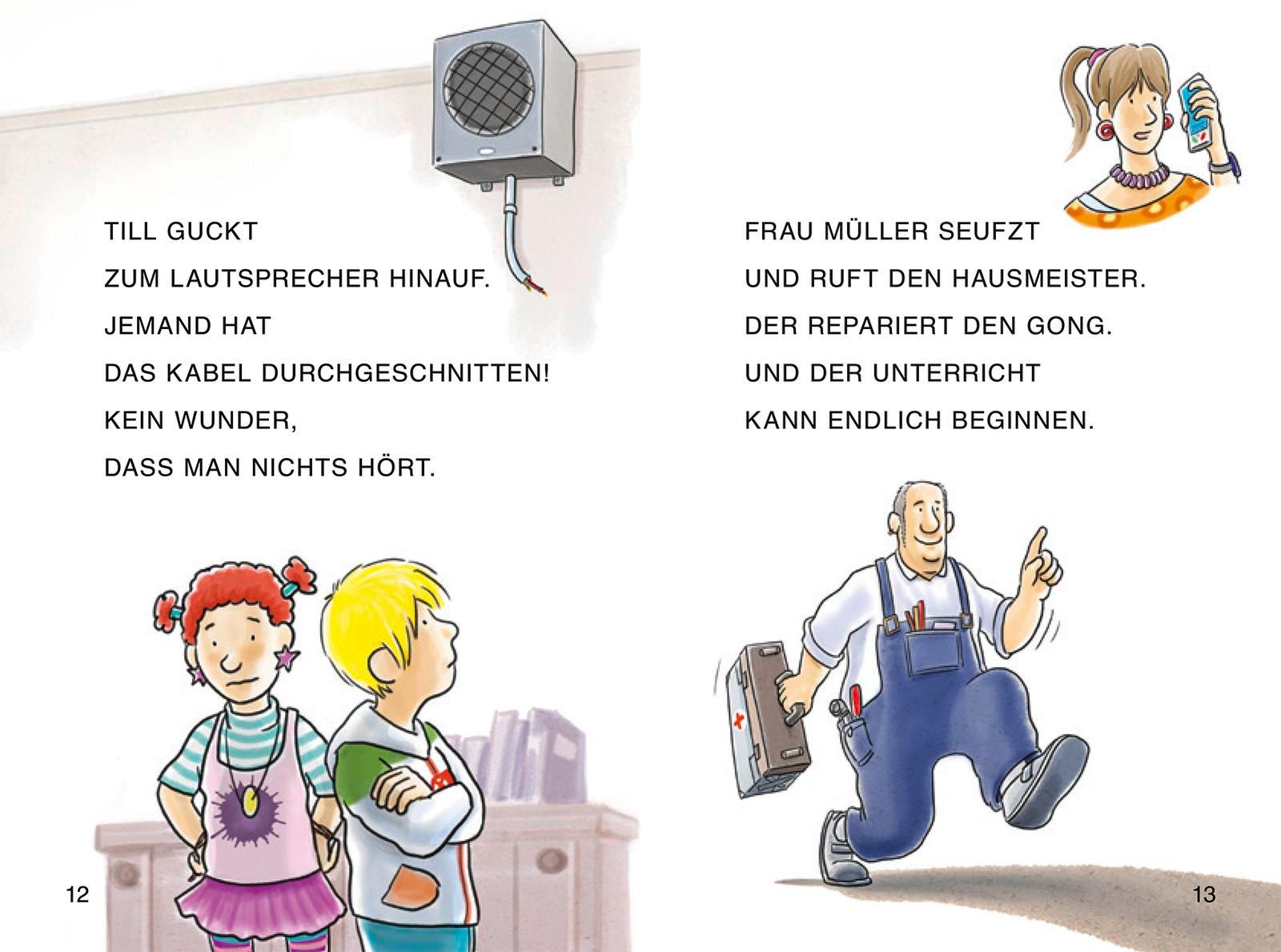 Beispielinhalt (Bild) Duden Leseprofi - GROSSBUCHSTABEN: DAS GESPENST IM KLASSENZIMMER, Erstes Lesen