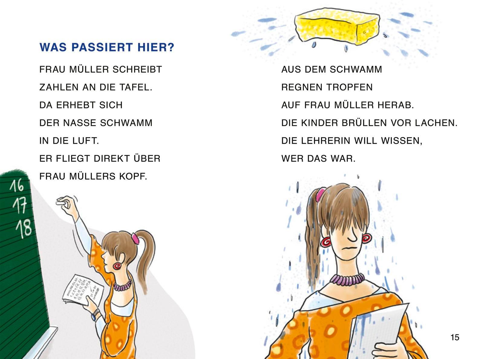 Beispielinhalt (Bild) Duden Leseprofi - GROSSBUCHSTABEN: DAS GESPENST IM KLASSENZIMMER, Erstes Lesen