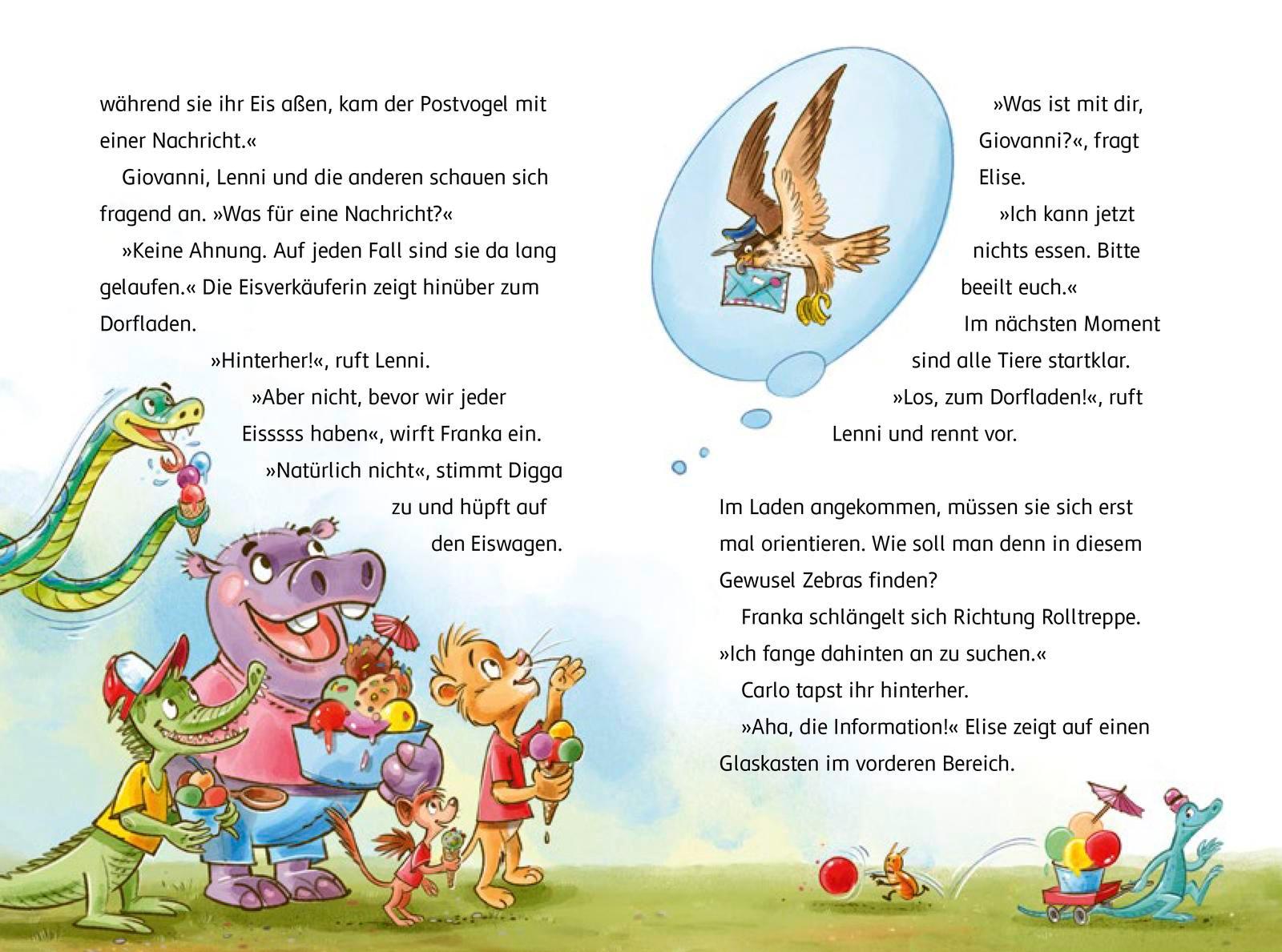 Beispielinhalt (Bild) Olympiade der Tiere - Gut gekickt, Löwe!