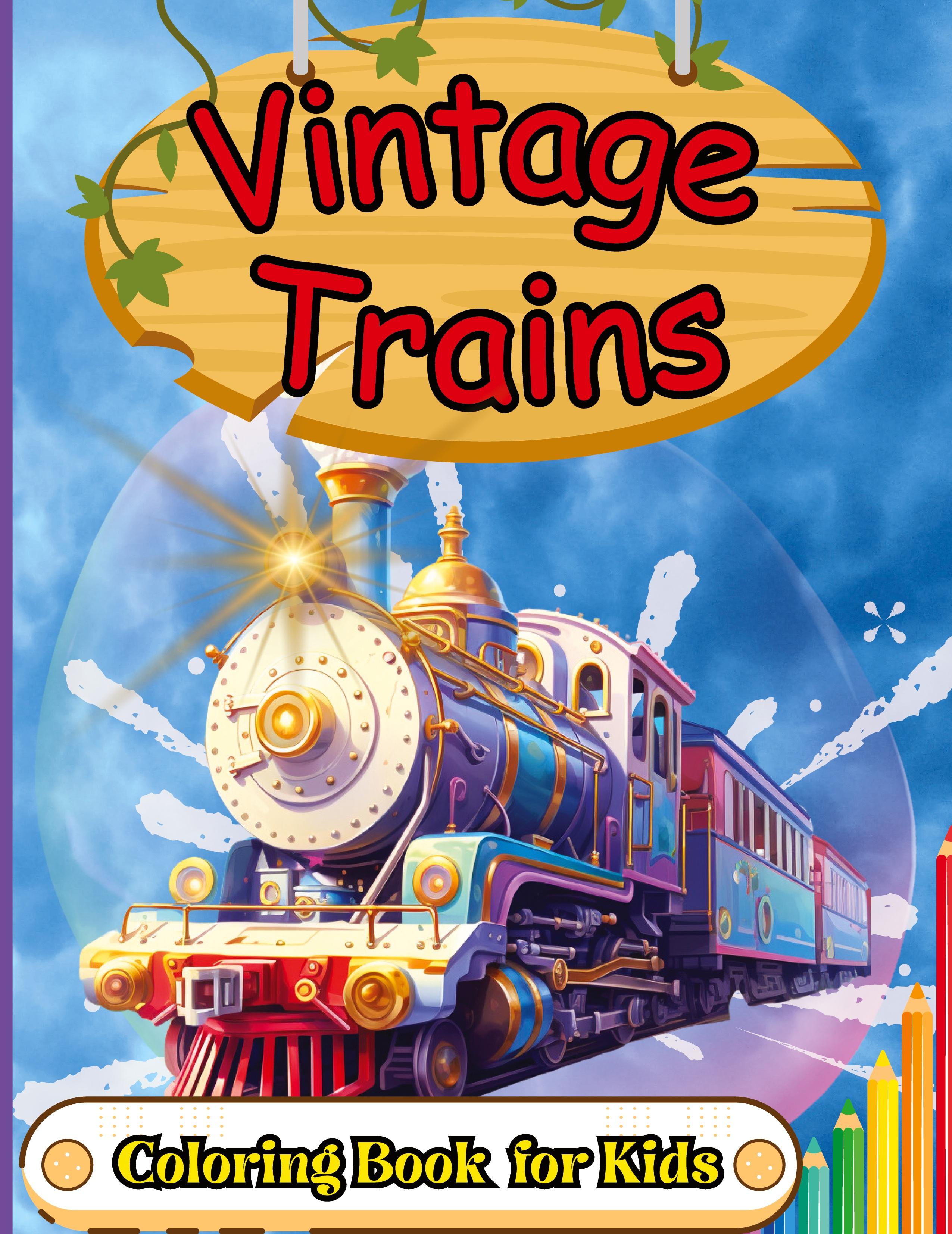 Vorderes Coverbild Vintage Trains Coloring Book for Kids