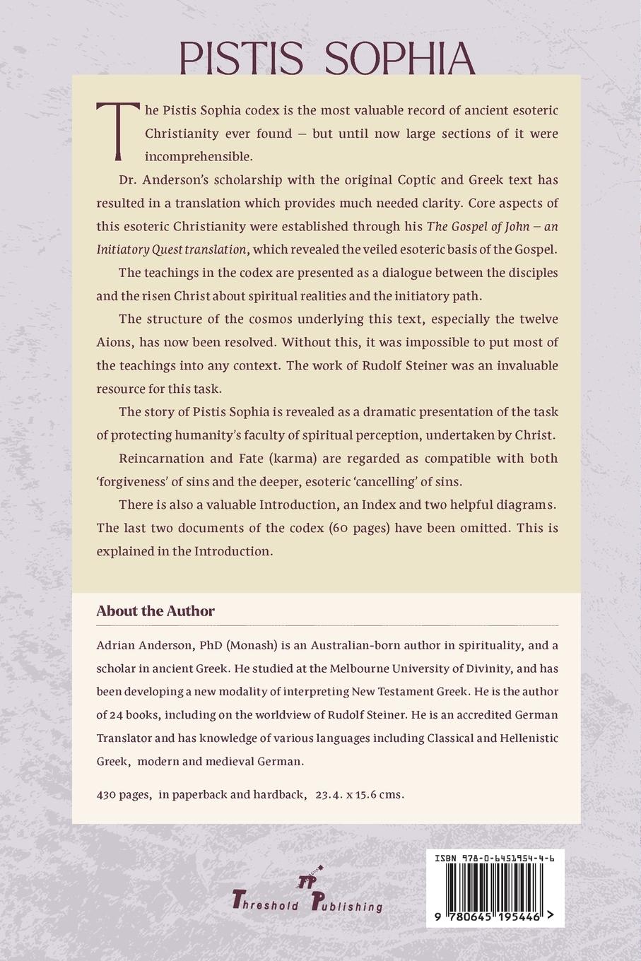 Rückseitencover Pistis Sophia