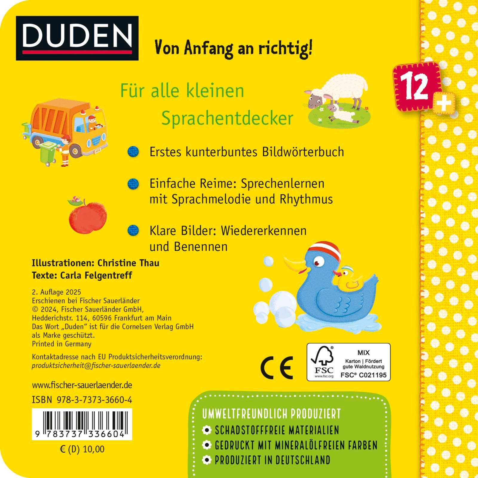 Rückseitencover Duden 12+: Babys erstes Bildwörterbuch