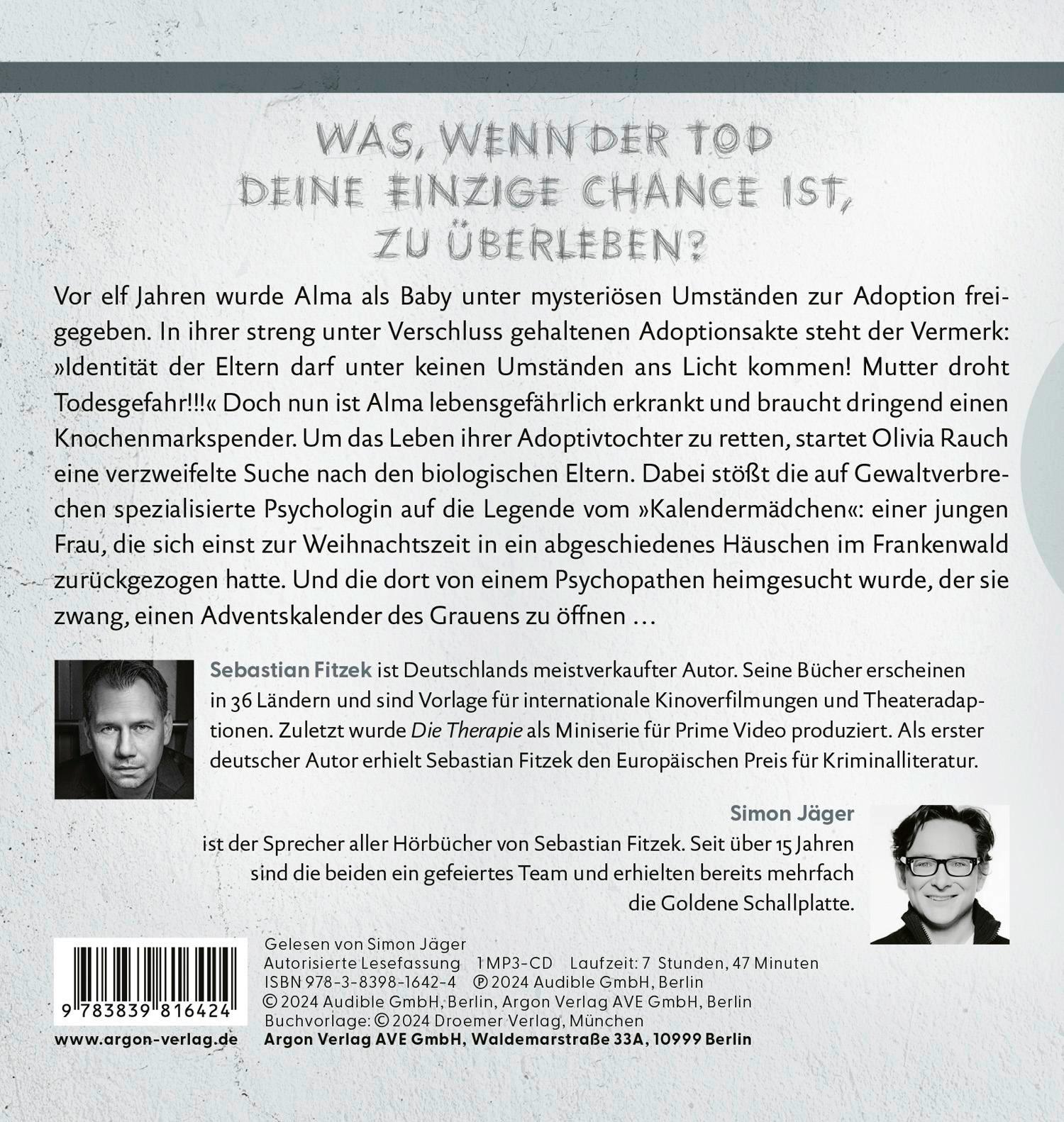 Rückseitencover Das Kalendermädchen