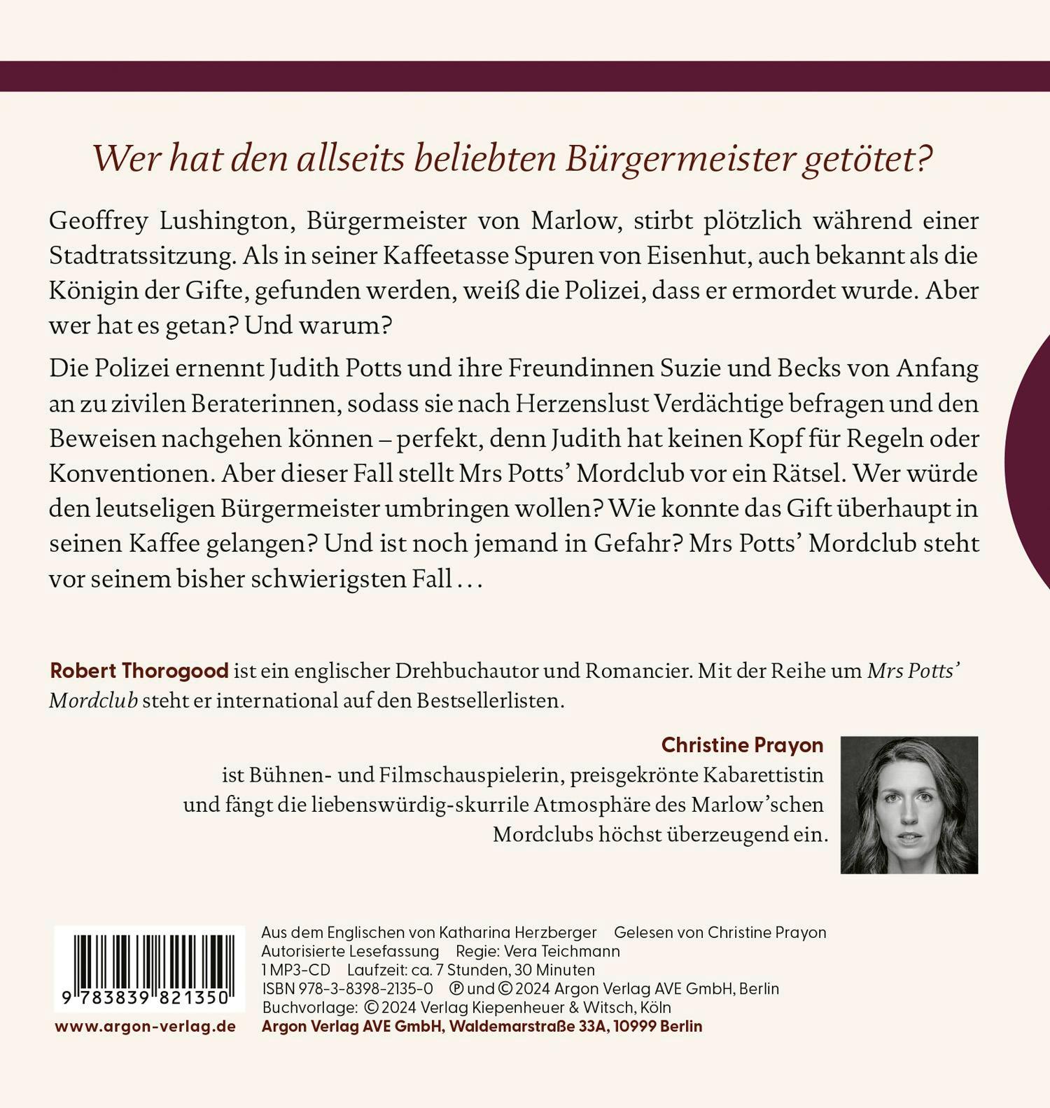 Rückseitencover Mrs Potts' Mordclub und der tote Bürgermeister