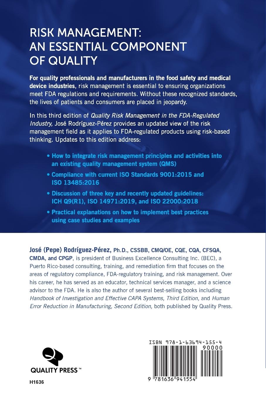 Rückseitencover Quality Risk Management in the FDA-Regulated Industry