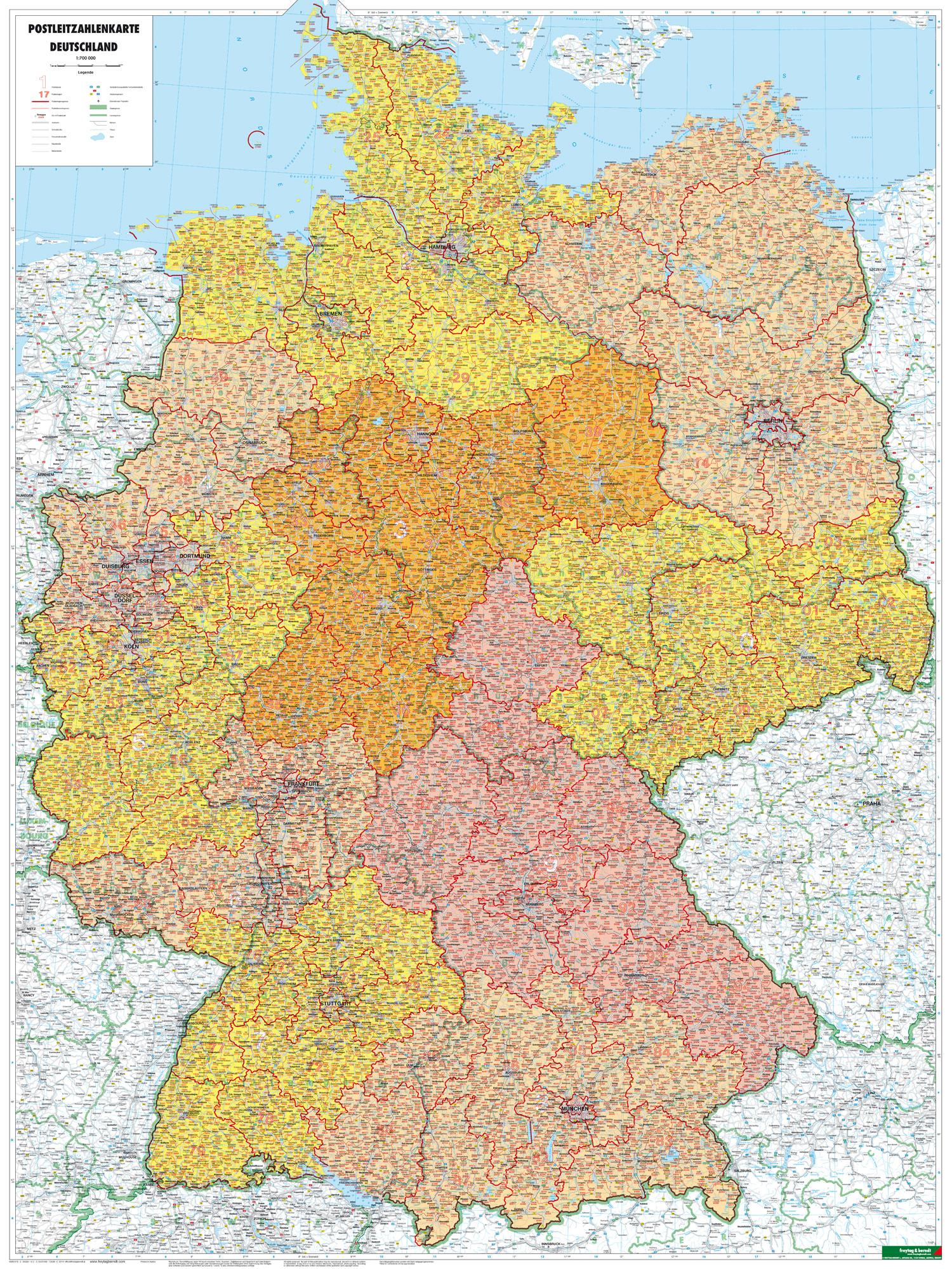 Beispielinhalt (Bild) Deutschland 1 : 700 000. Postleitzahlenkarte
