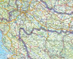 Beispielinhalt (Bild) Slowenien / Kroatien / Serbien / Bosnien-Herzegowina / Montenegro / Kosovo / Mazedonien 1 : 1 000 000. Autokarte