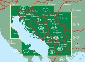 Rückseitencover Slowenien / Kroatien / Serbien / Bosnien-Herzegowina / Montenegro / Kosovo / Mazedonien 1 : 1 000 000. Autokarte