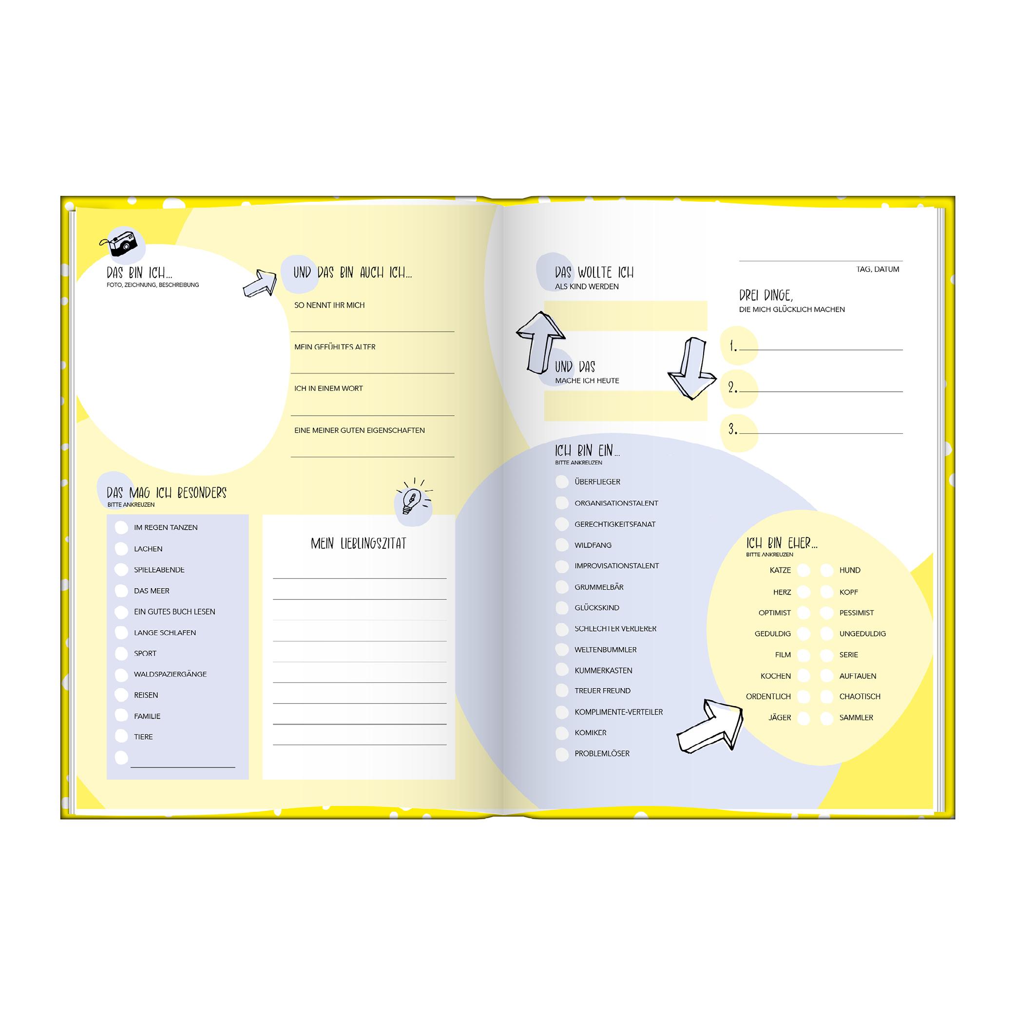 Beispielinhalt (Bild) Freundebuch für Erwachsene | Erinnerungsalbum zum Ausfüllen für Freunde und Kollegen | Freundschaftsbuch, Poesiealbum als Geschenkidee