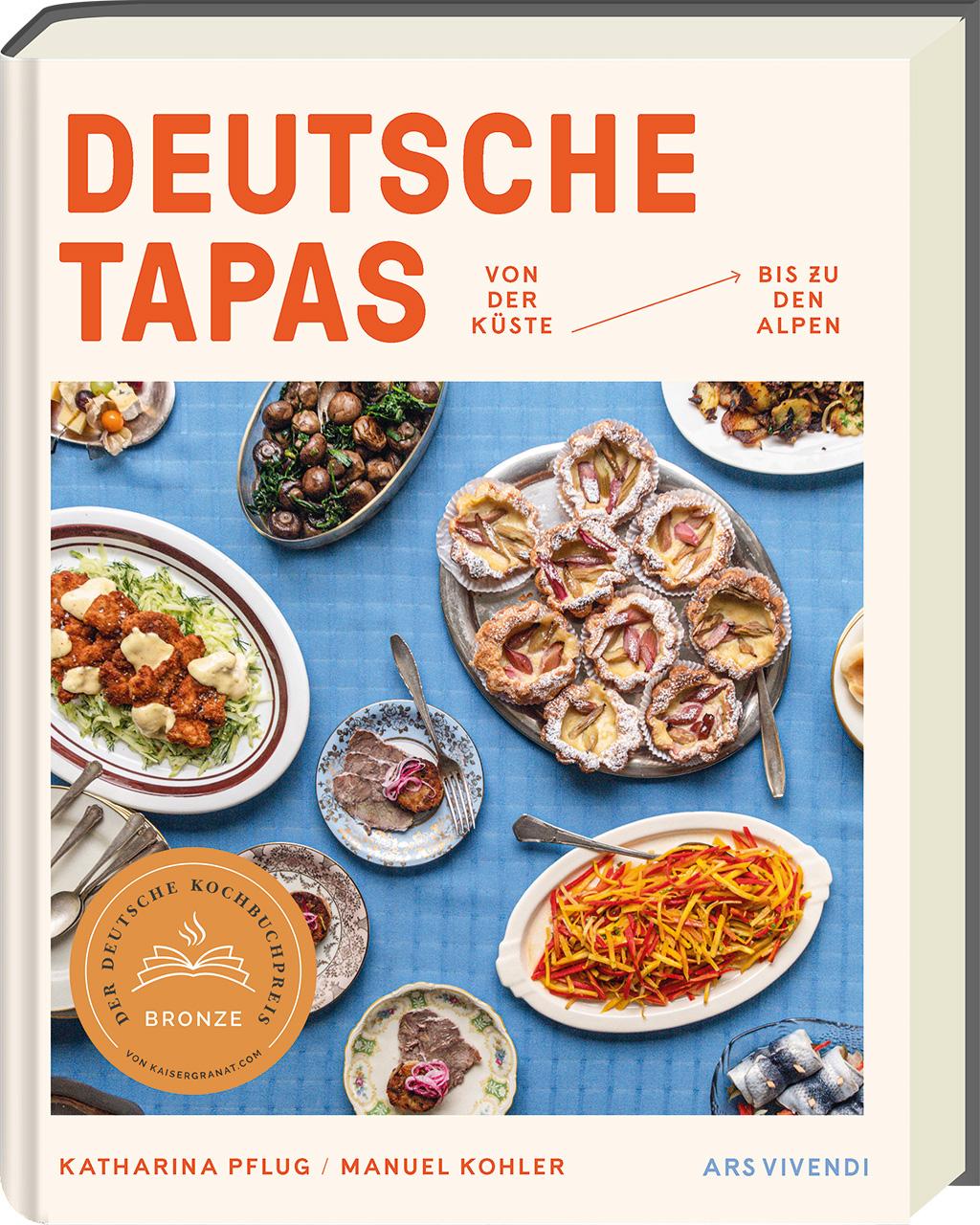 Vorderes Coverbild Deutsche Tapas - Von der Küste bis zu den Alpen - Deutscher Kochbuchpreis 2024 Bronze