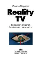 Vorderes Coverbild Reality-TV